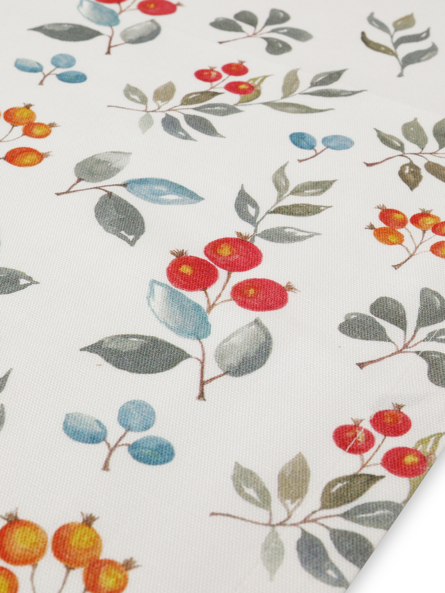 Cotton Panama table runner with berry print, White, large image number 1