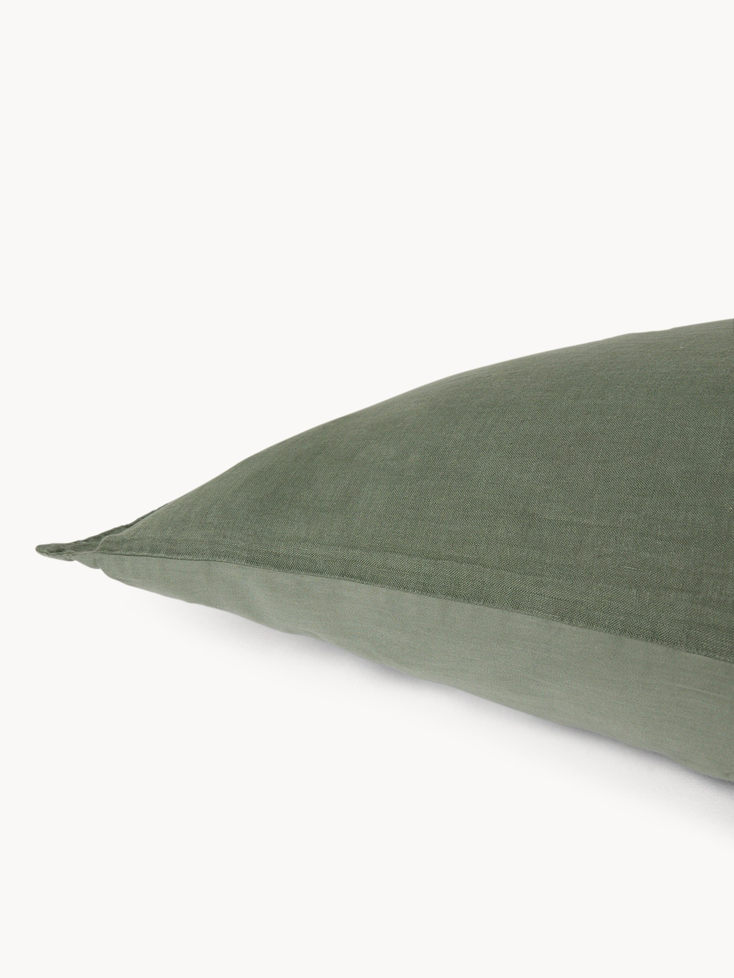 Zefiro pure washed linen pillowcase, Olive Green, large image number 1