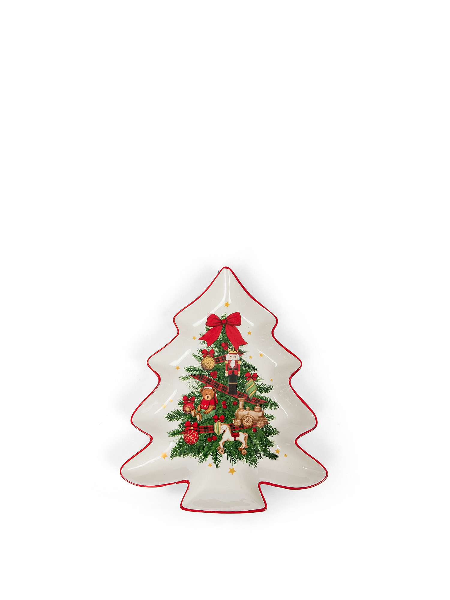 Piatto in ceramica Natale vintage, Bianco/Rosso, large image number 1