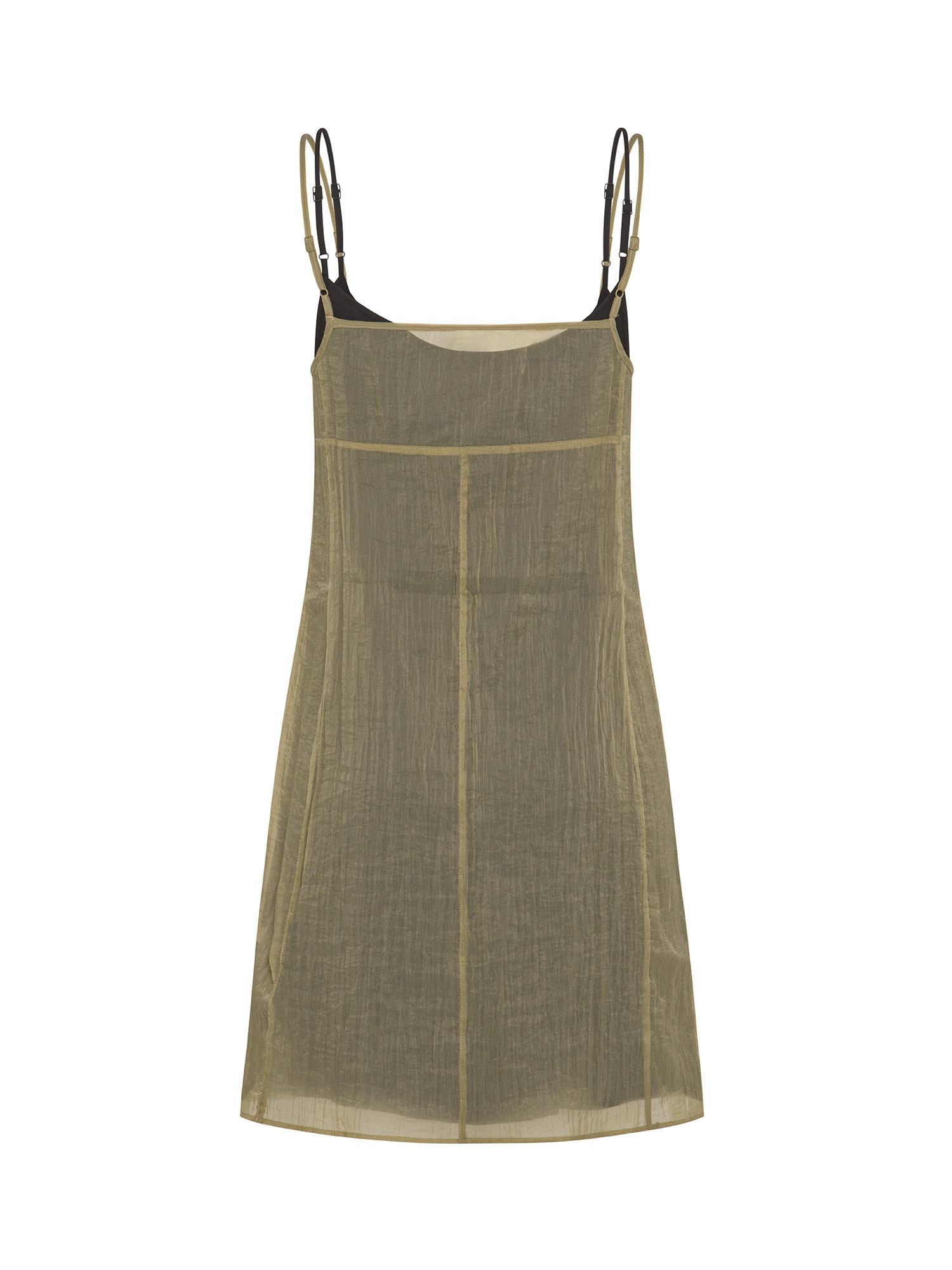 Slip dress doubled in chiffon, Beige, large image number 1