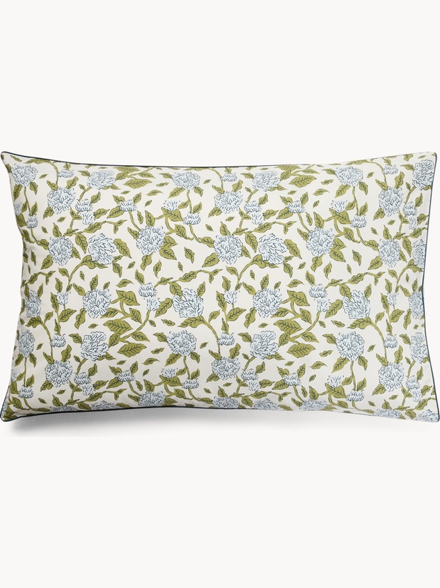 Floral cotton percale pillowcase
