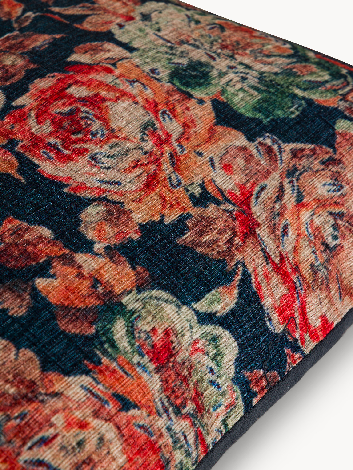 45x45 cm cushion with floral print and fringe, Multicolor, large image number 2