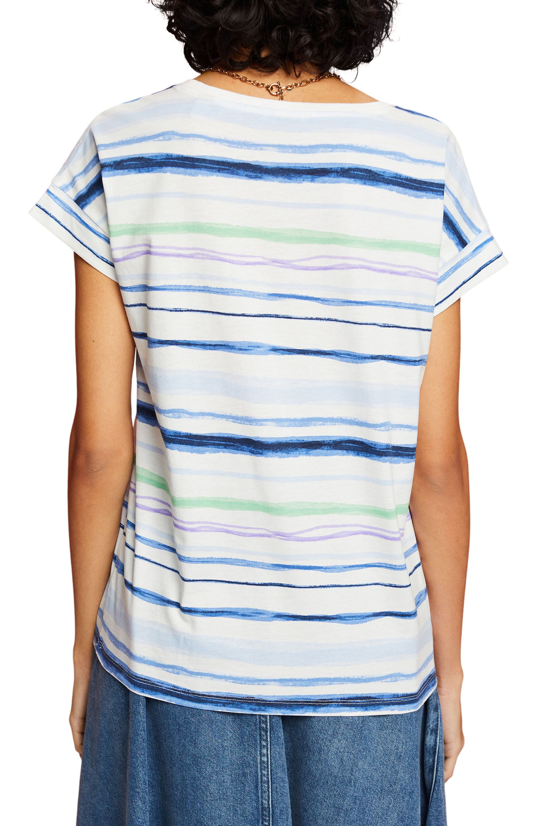Esprit - Striped cotton T-shirt, Blue, large image number 3