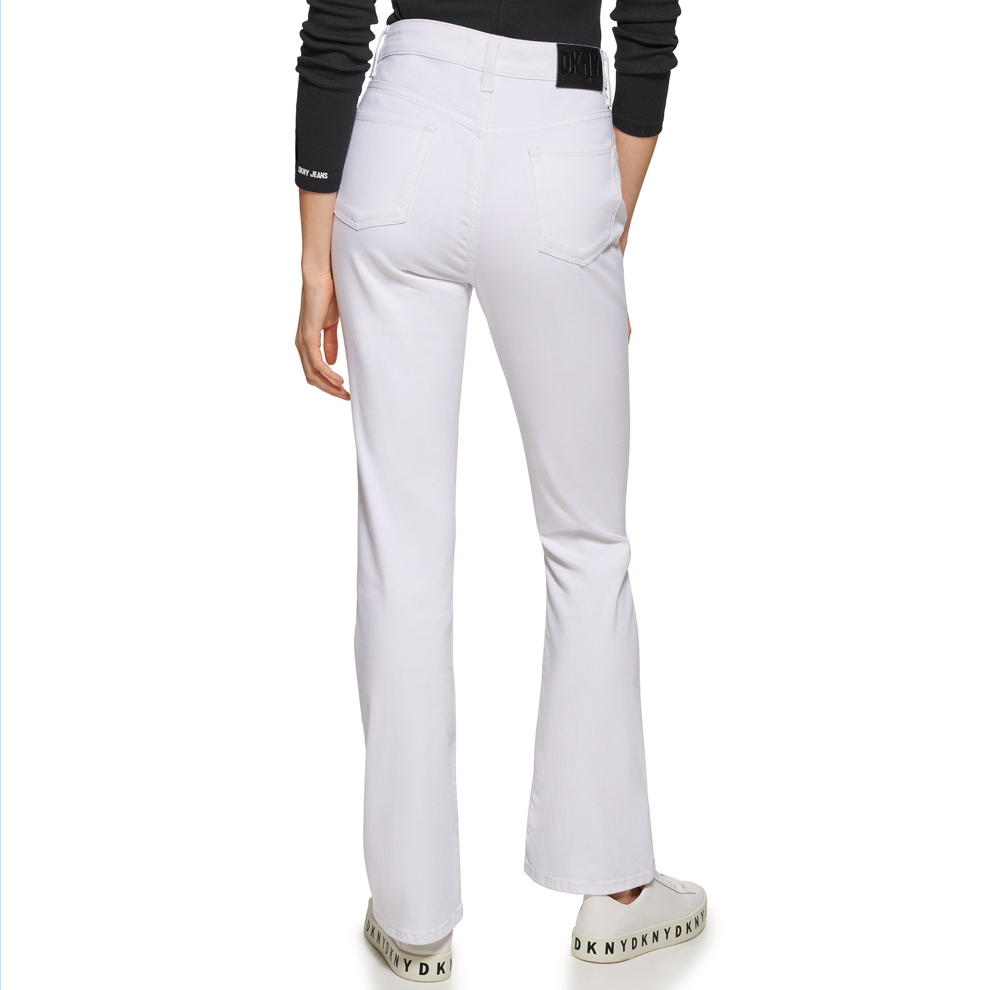 DKNY - Jeans vita alta e taglio flaire, Bianco, large image number 3