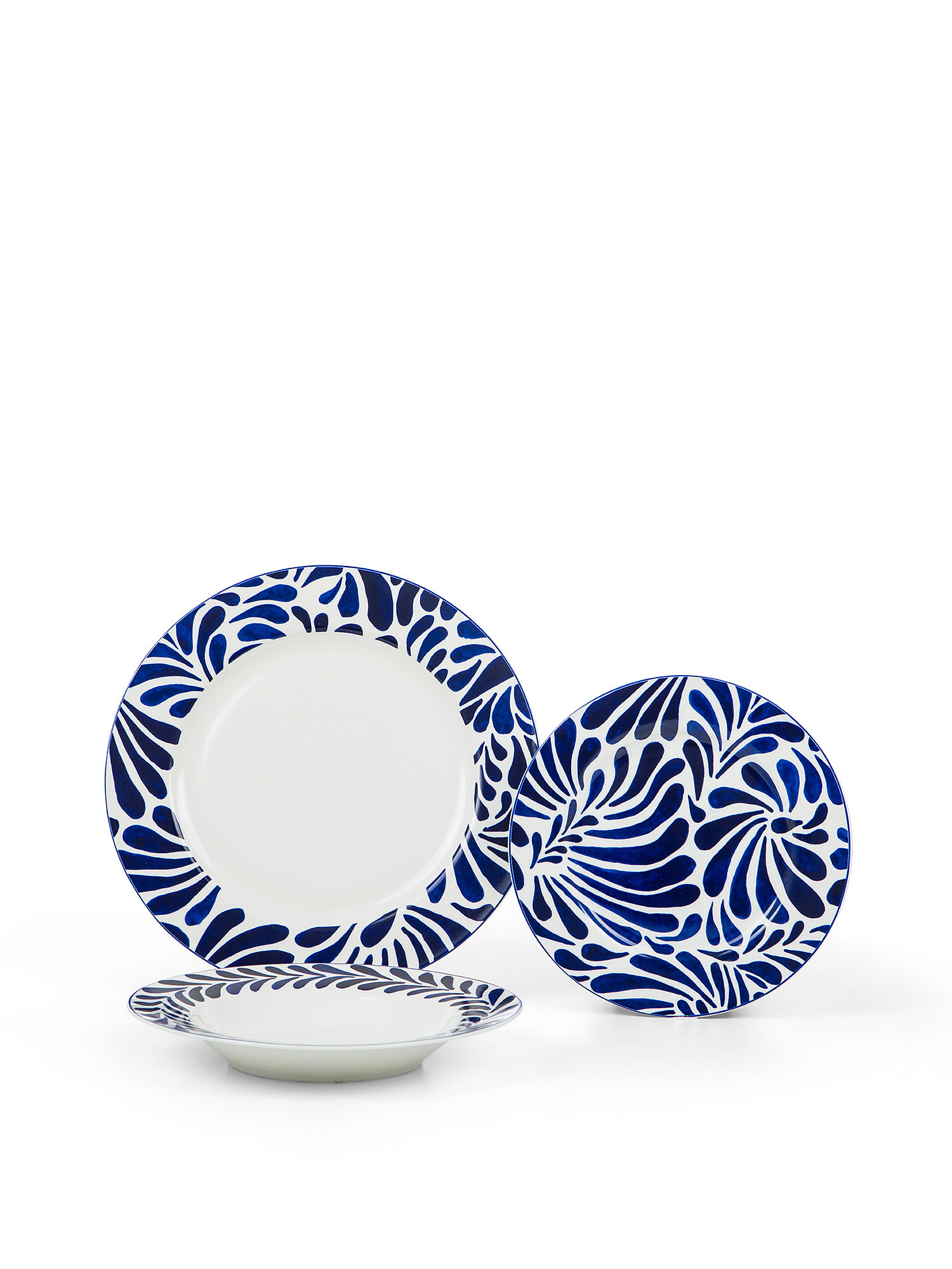 Decorated new bone china soup plate, Blue, large image number 2