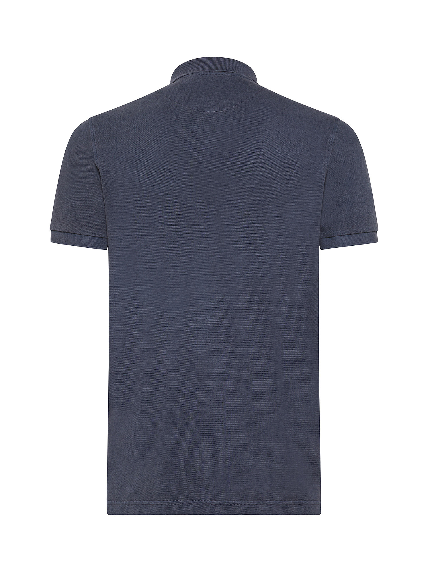 Manuel Ritz - Garment-dyed polo shirt in stretch cotton with logo, Dark Blue, large image number 1