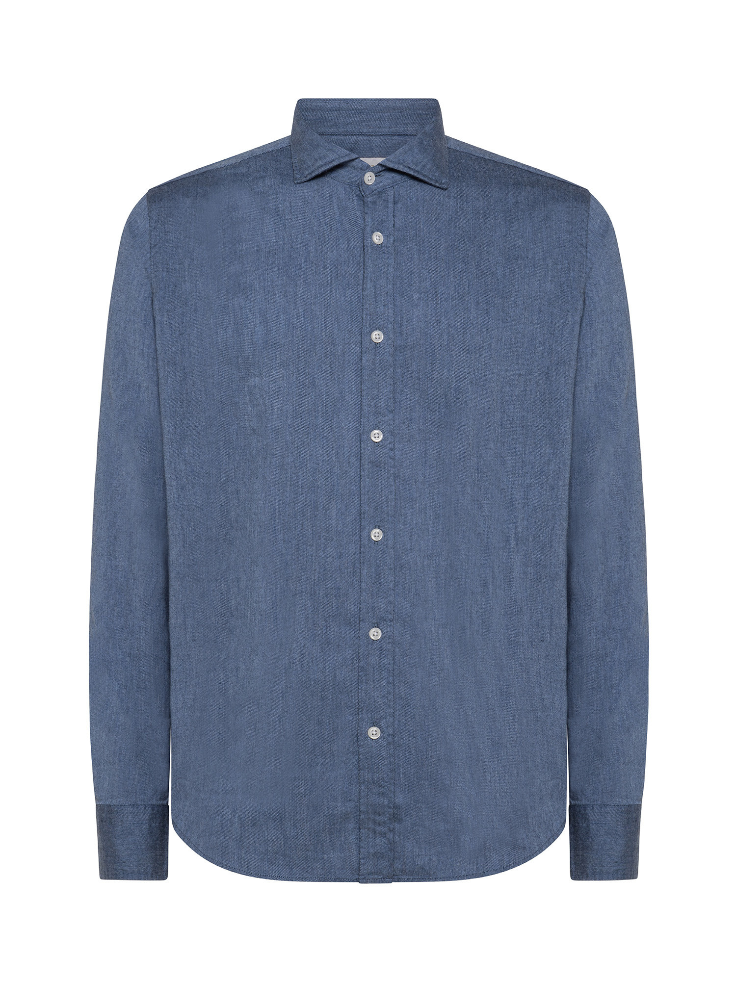 Camicia tailor fit in morbida flanella di cotone organico, Blu, large image number 0