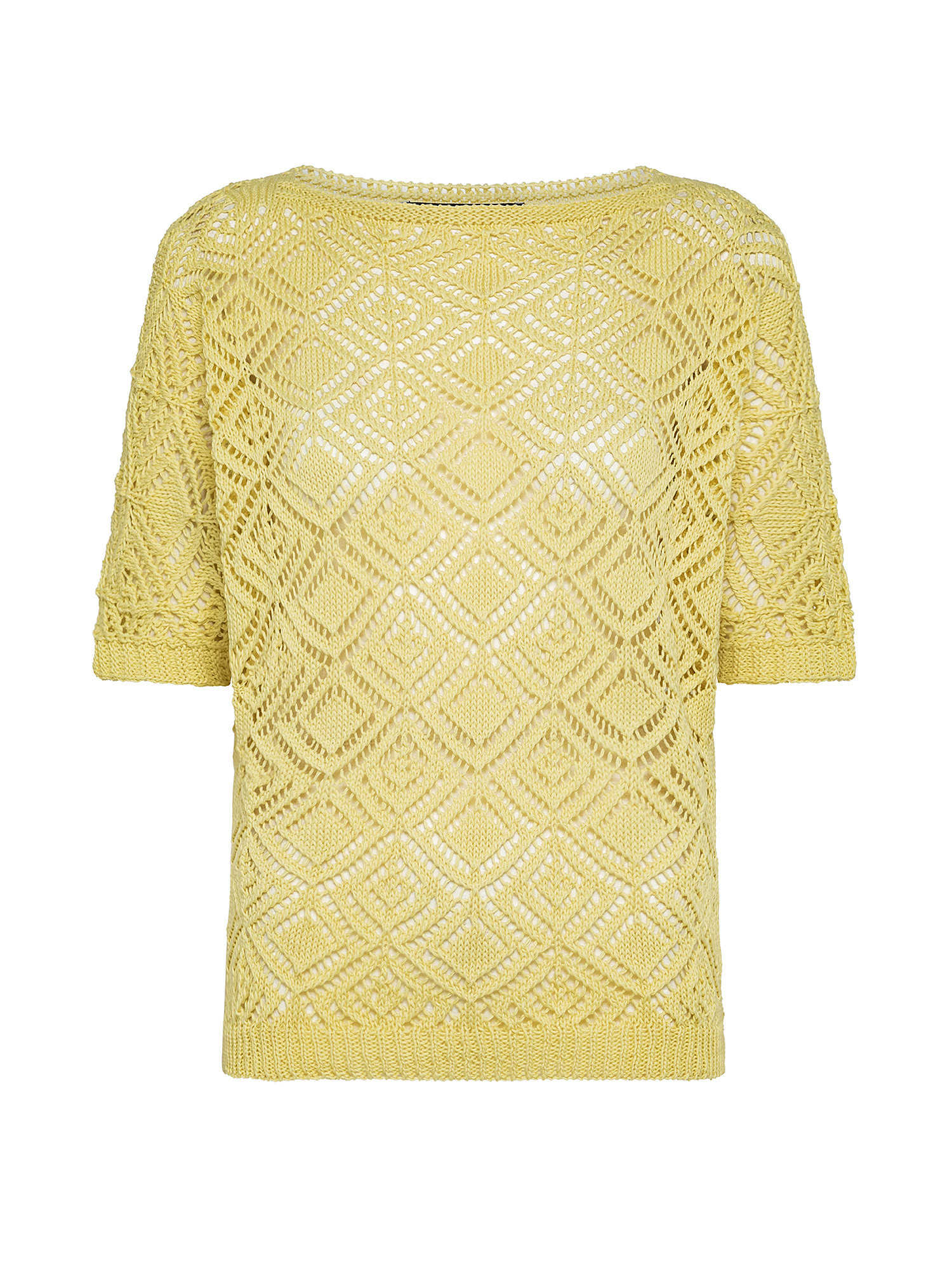 Patterned stitch kimono sweater, Yellow, large image number 0