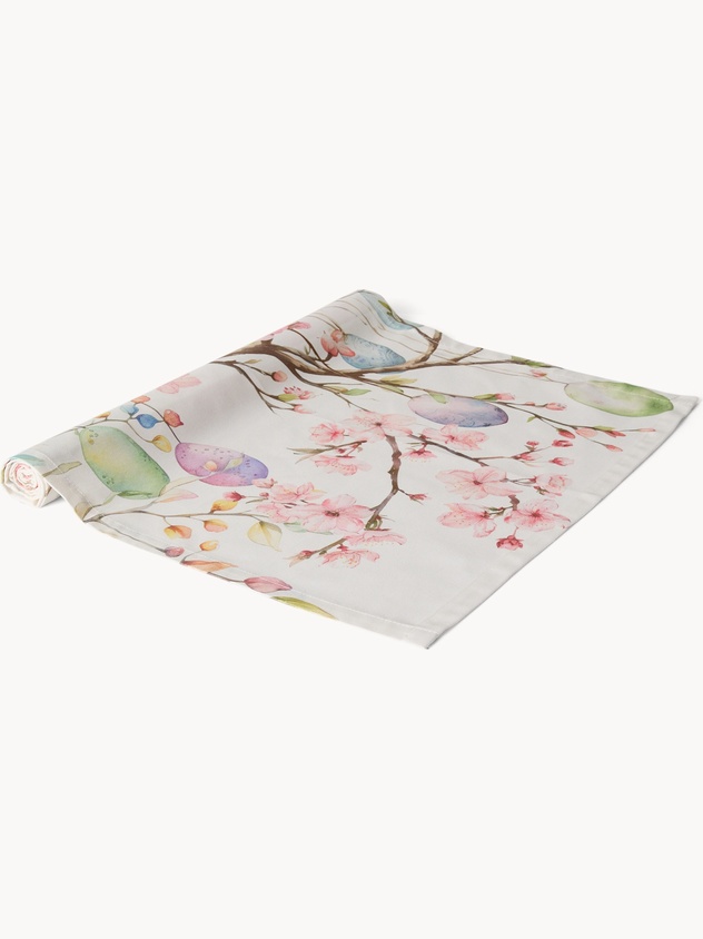 Cotton drill table runner with Easter print by Tessitura Randi