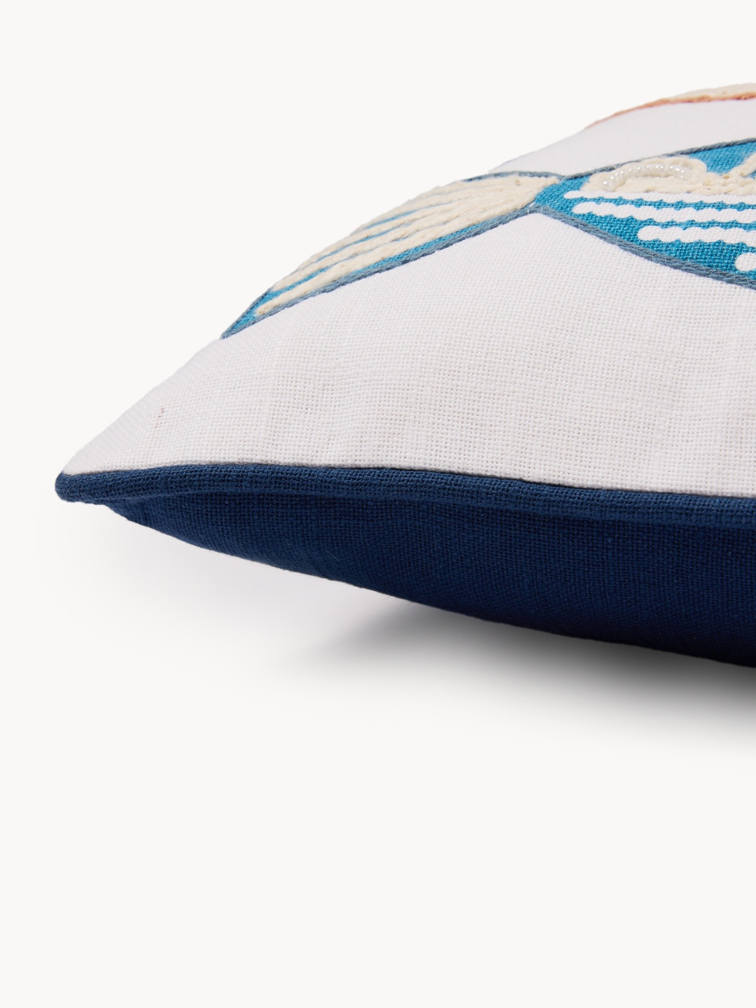 Cotton cushion with fish embroidery,35x50cm - Introductory price, Multicolor, large image number 1