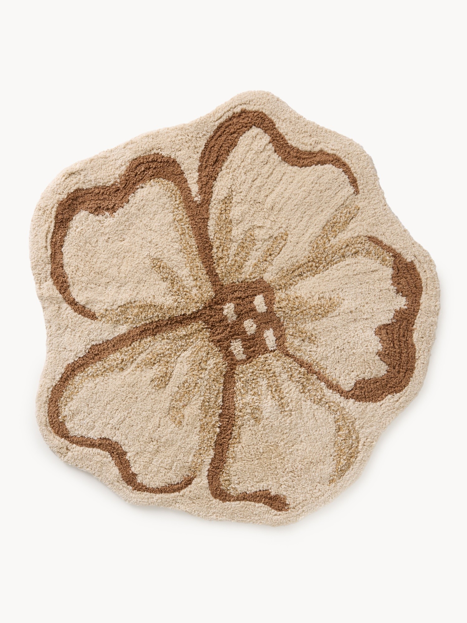Tappeto bagno sagomato in cotone taftato, Beige, large image number 0