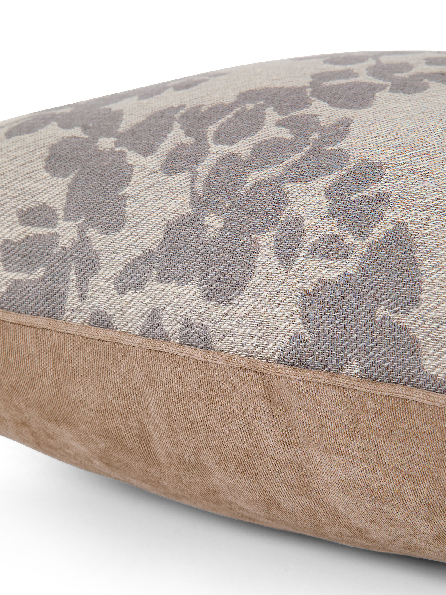 Linen and cotton jacquard cushion with floral pattern 45x45cm, Grey, large image number 2
