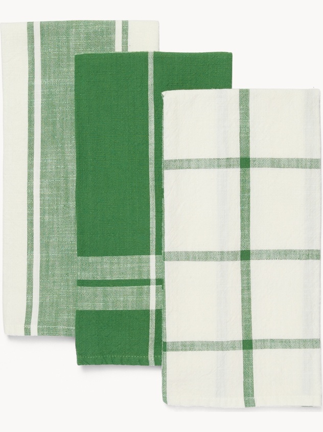 Set di 3 strofinacci in puro cotone tinto filo motivo check - Prezzo di lancio