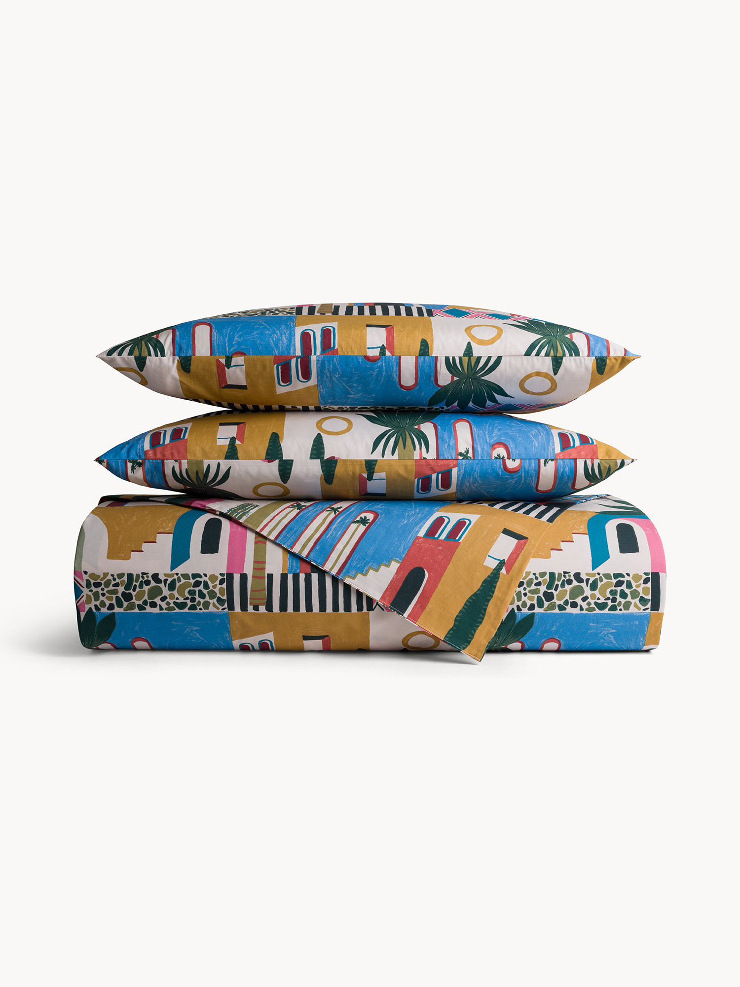 Ibiza Print Percale Cotton Duvet Cover, Multicolor, large image number 0