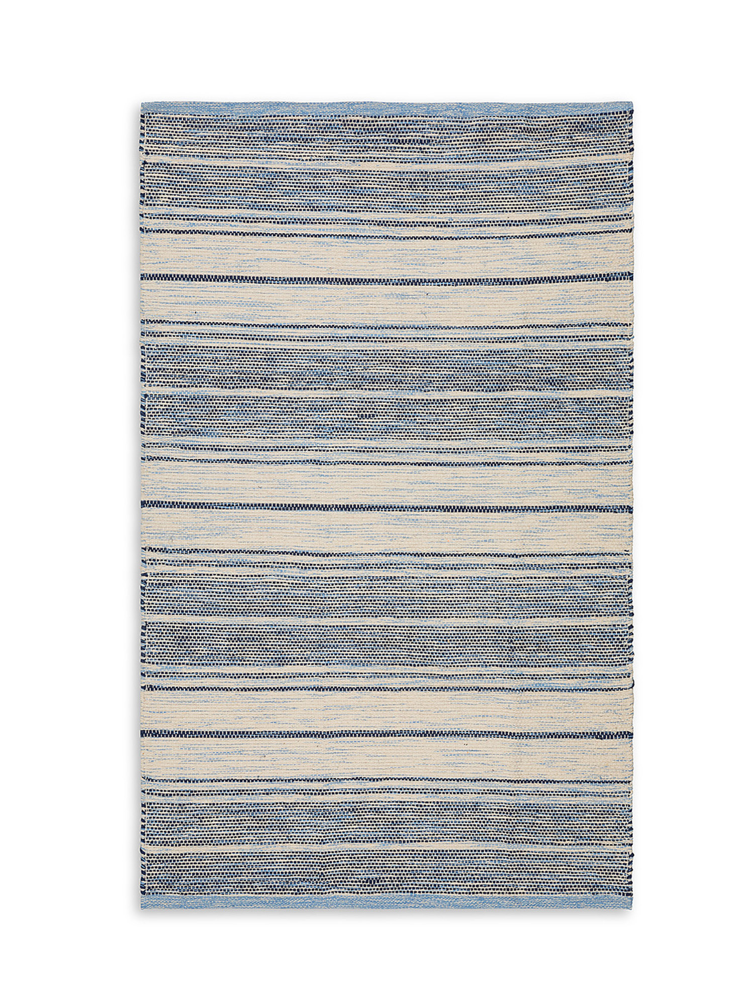 Cotton rug with multi-stripe design, Blue, large image number 0