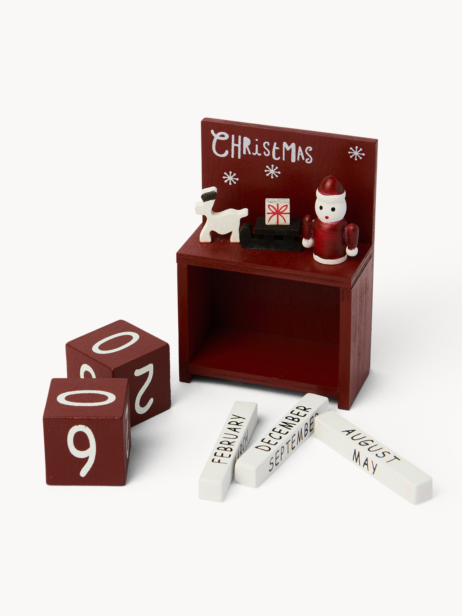 Calendario dell'avvento in legno, Rosso, large image number 1