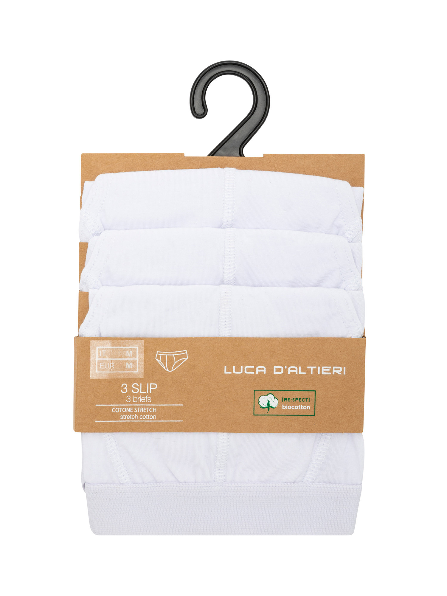 Luca D'Altieri - Set of 3 solid color organic cotton briefs, White, large image number 1