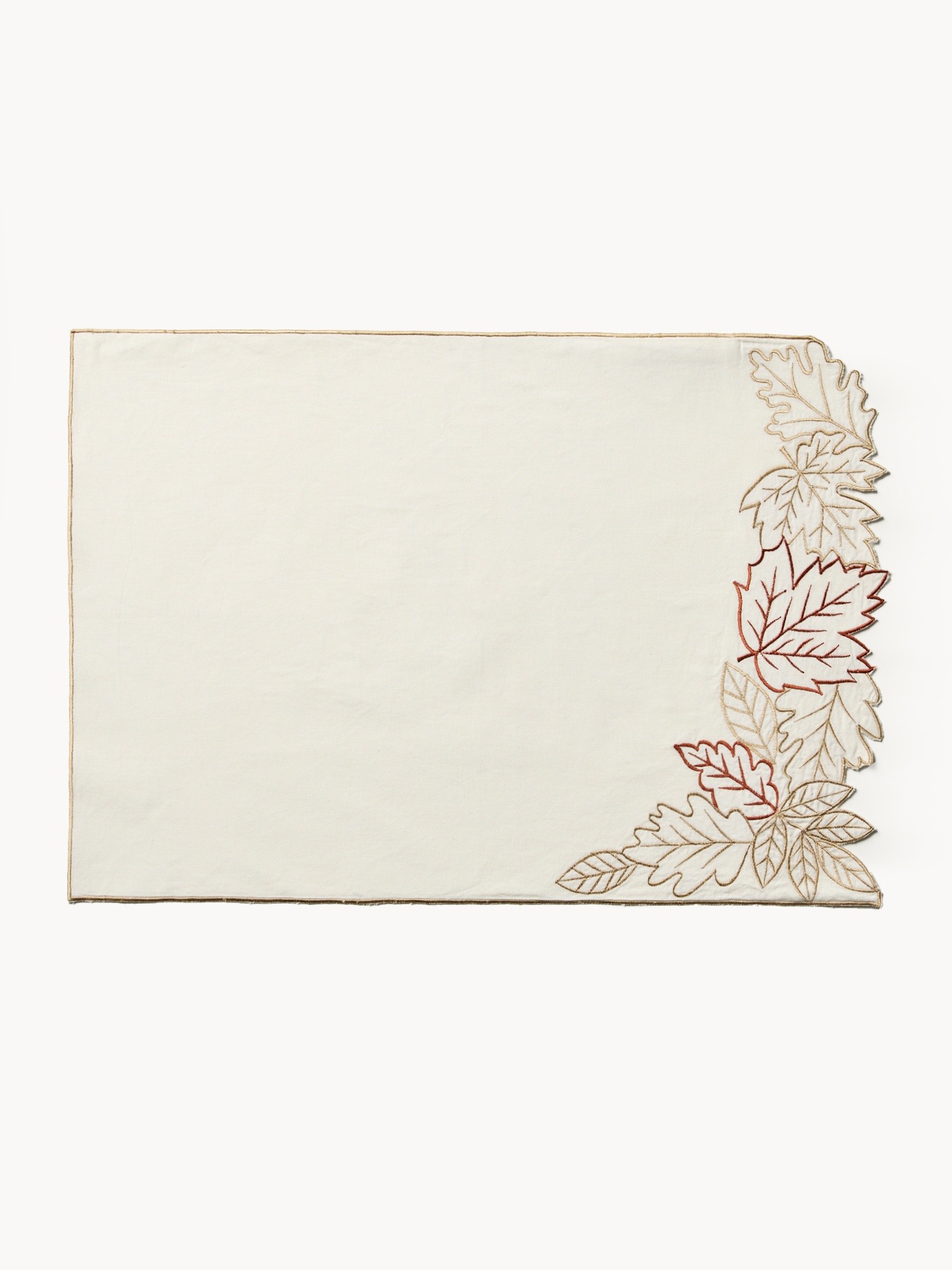Cotton placemat with foliage embroidery, Multicolor, large image number 0