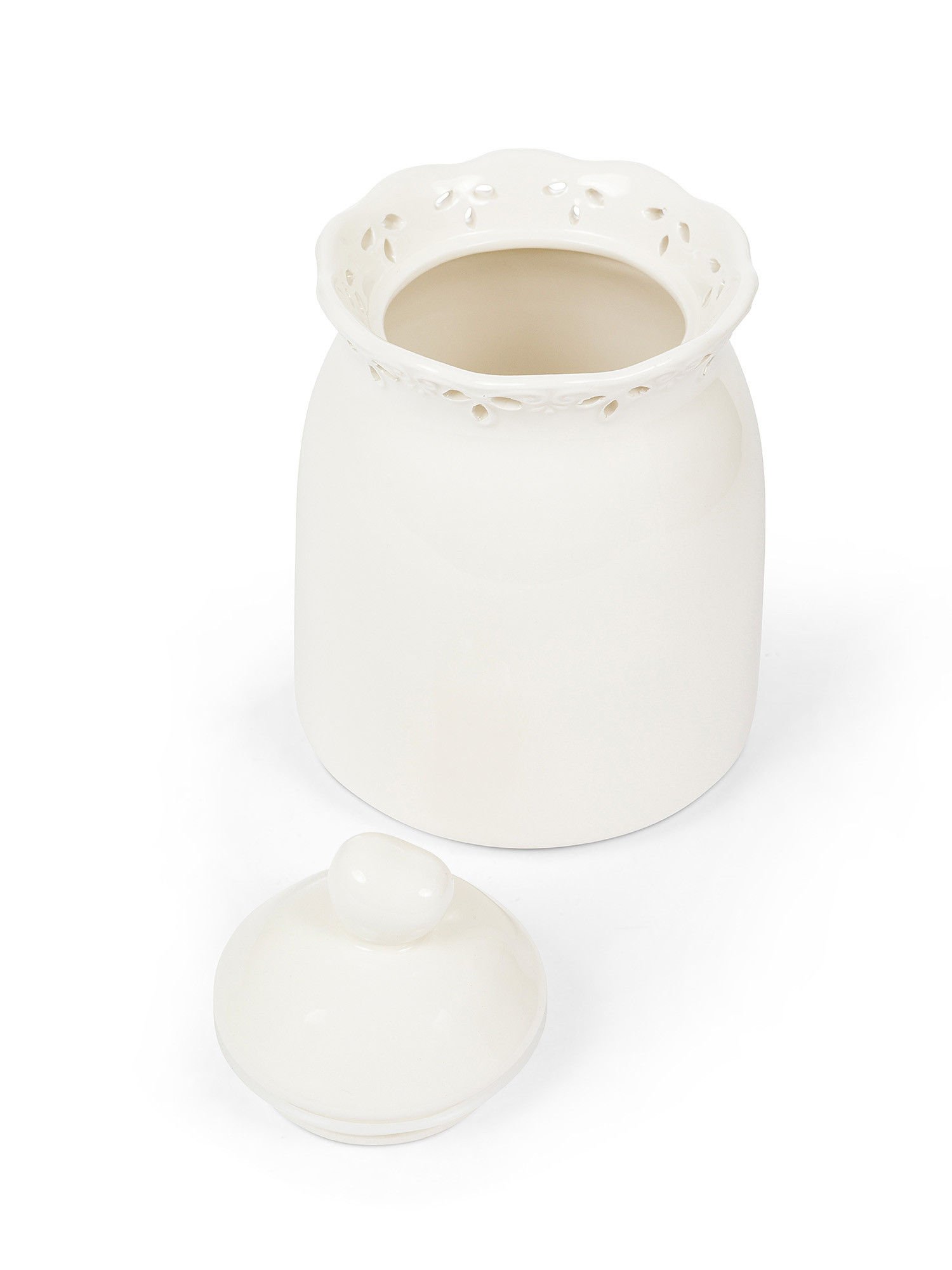 Perforated ceramic cookie jar, White, large image number 1