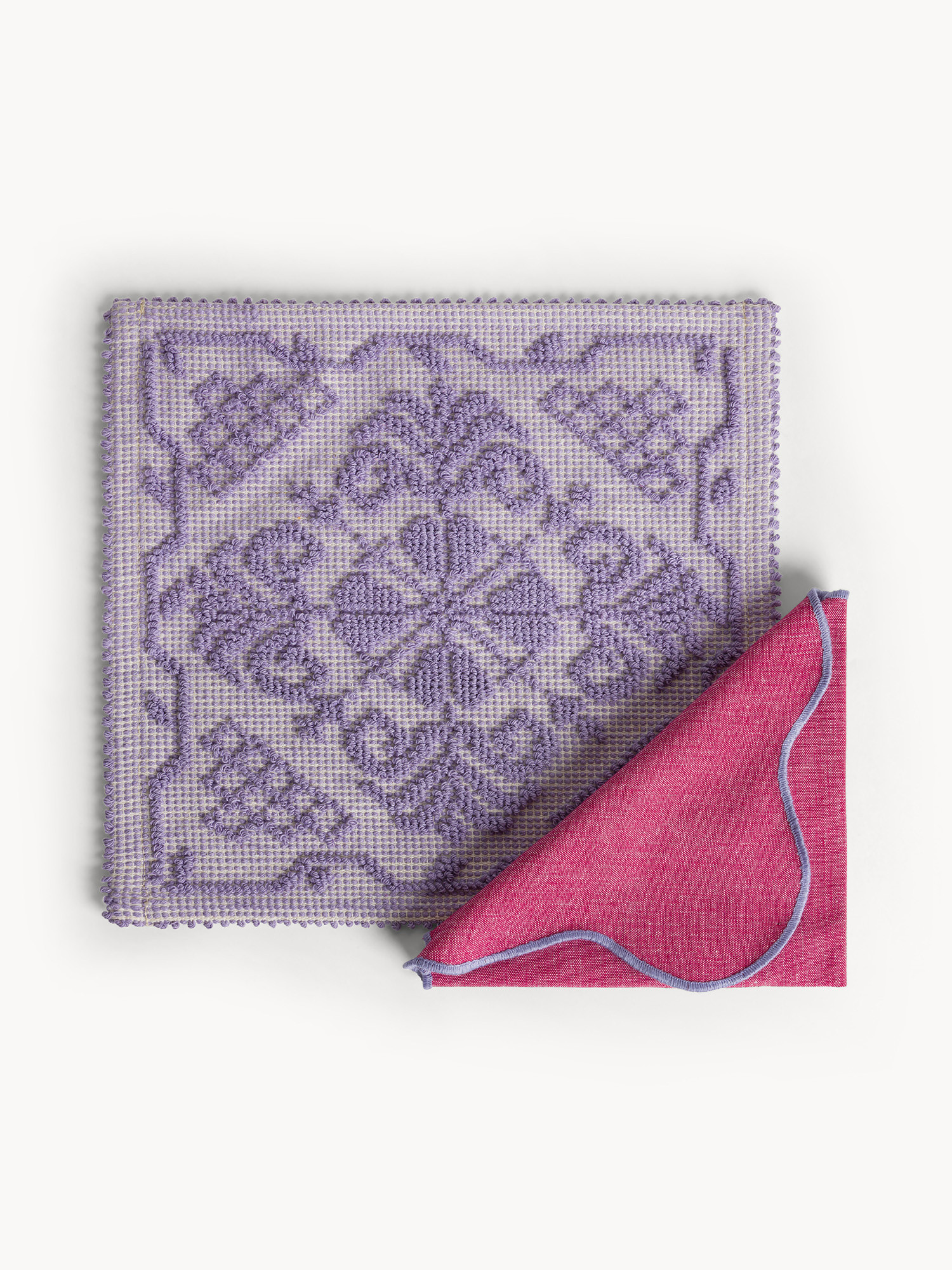 Sardinian placemat in solid color pure cotton, Purple Lilac, large image number 2
