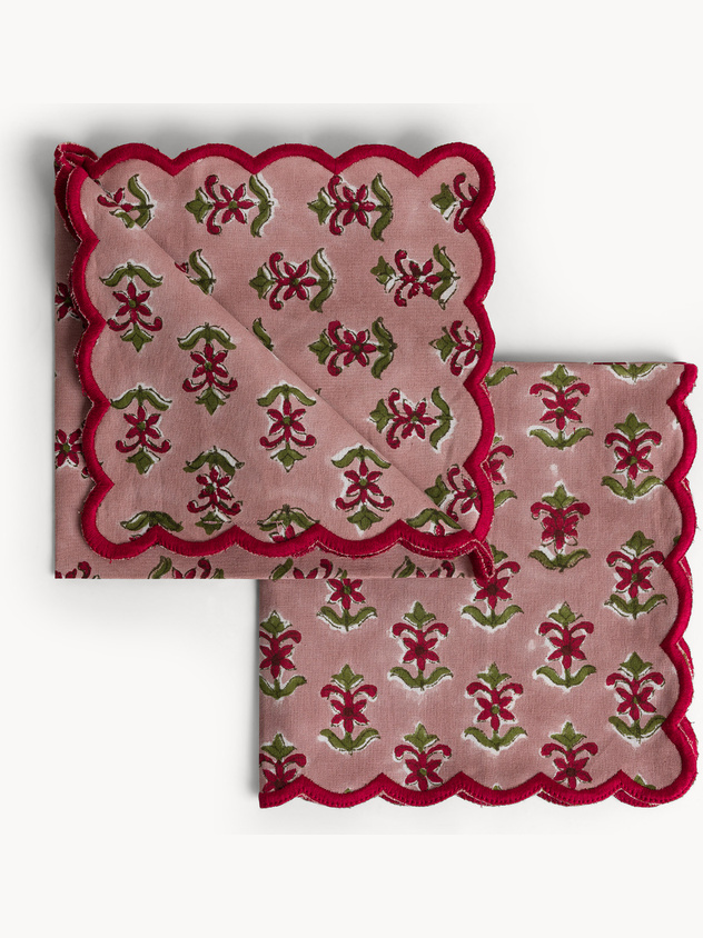 Set of 2 pure cotton napkins with block print