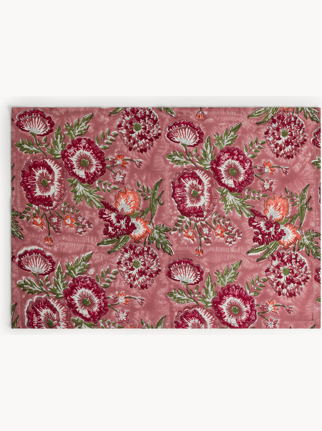 Pure cotton placemat with floral block print
