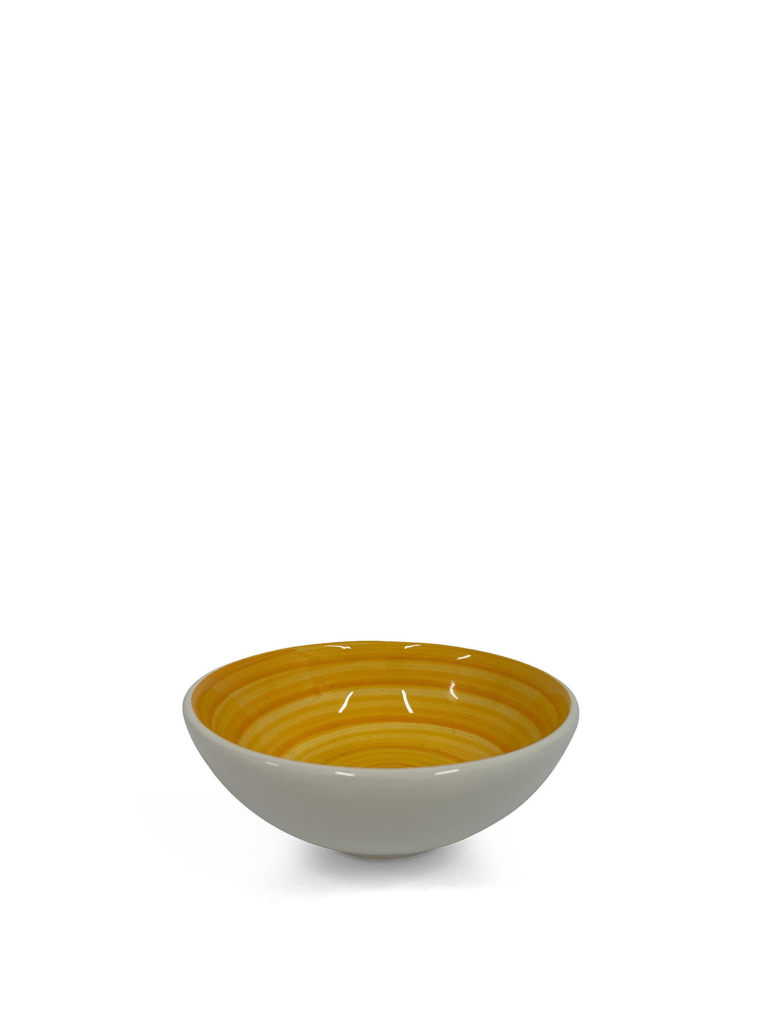 Spiral hand painted ceramic bowl, Yellow, large image number 0
