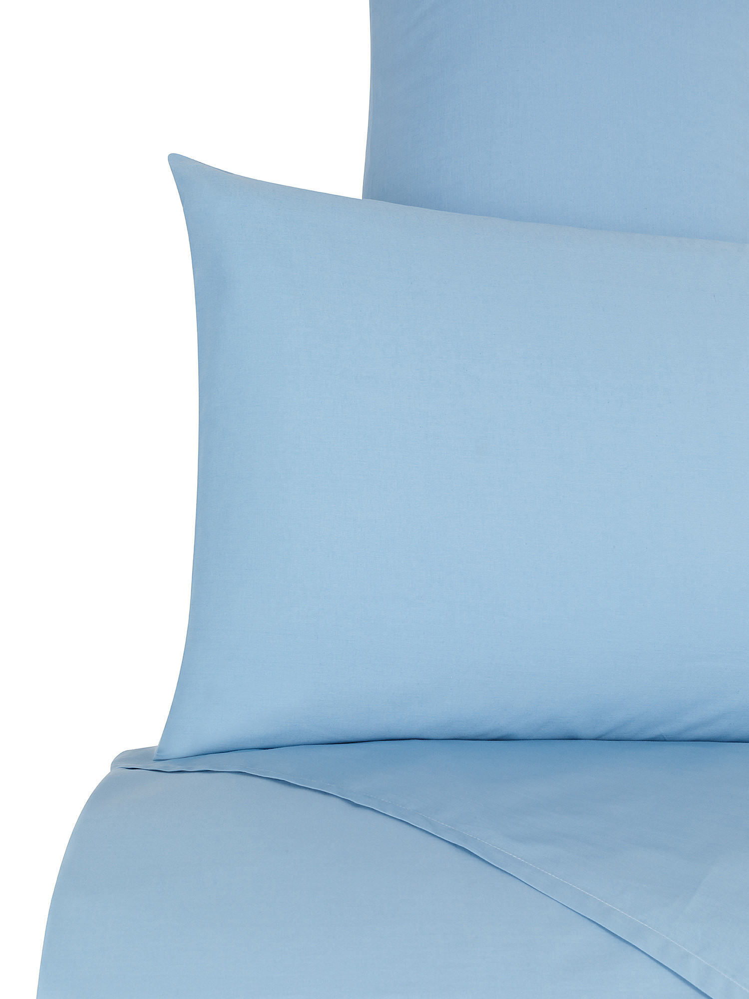 Solid color cotton percale sheet set, Light Blue, large image number 1