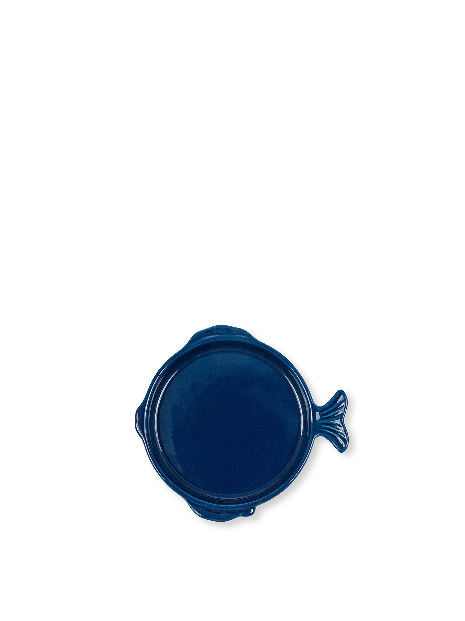 Piattino stoneware a pesce, Blu, large image number 0