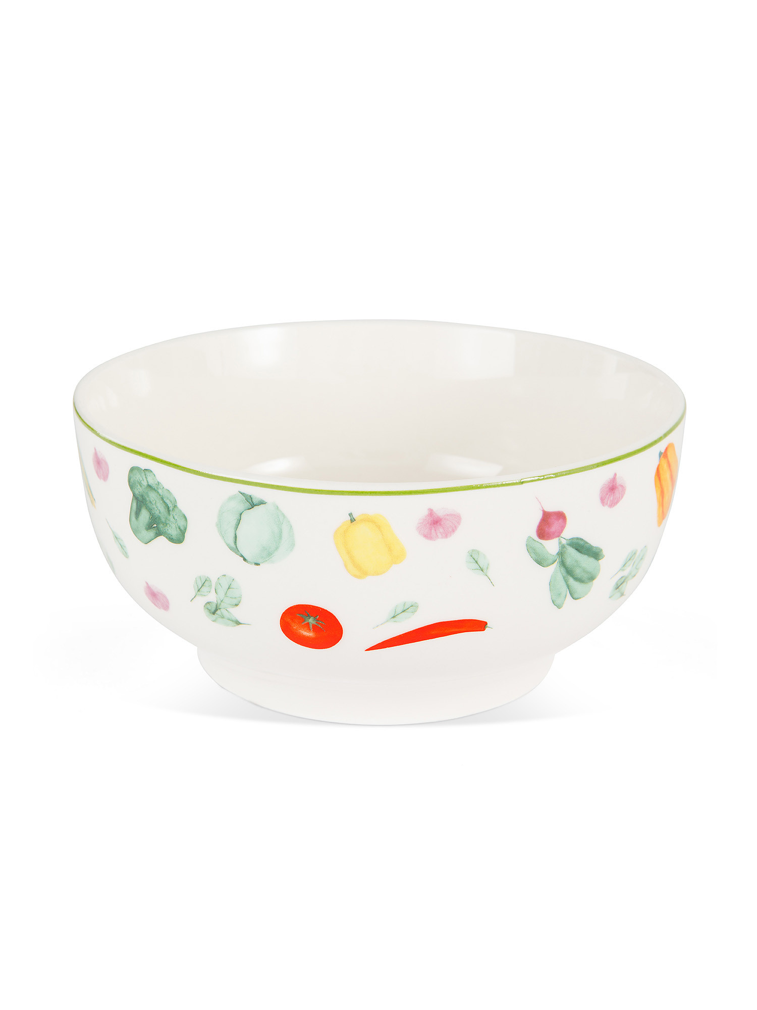 Small bowl in new bone china with vegetable motif, White, large image number 1