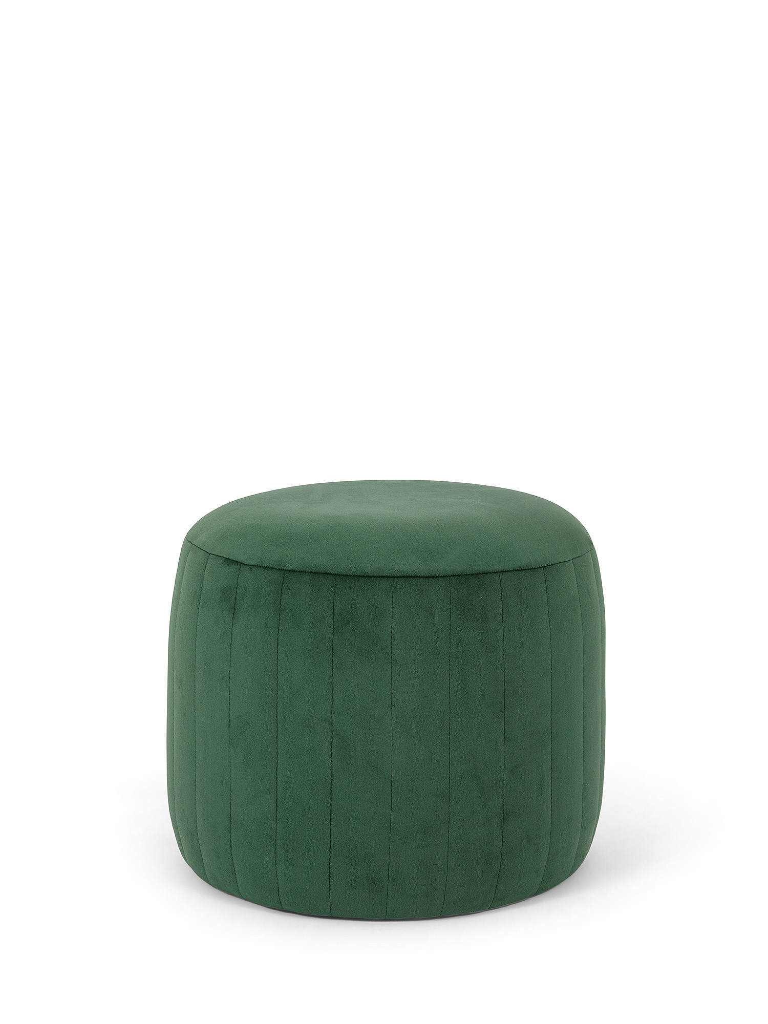 Solid color silk-effect velvet pouf, Dark Green, large image number 0