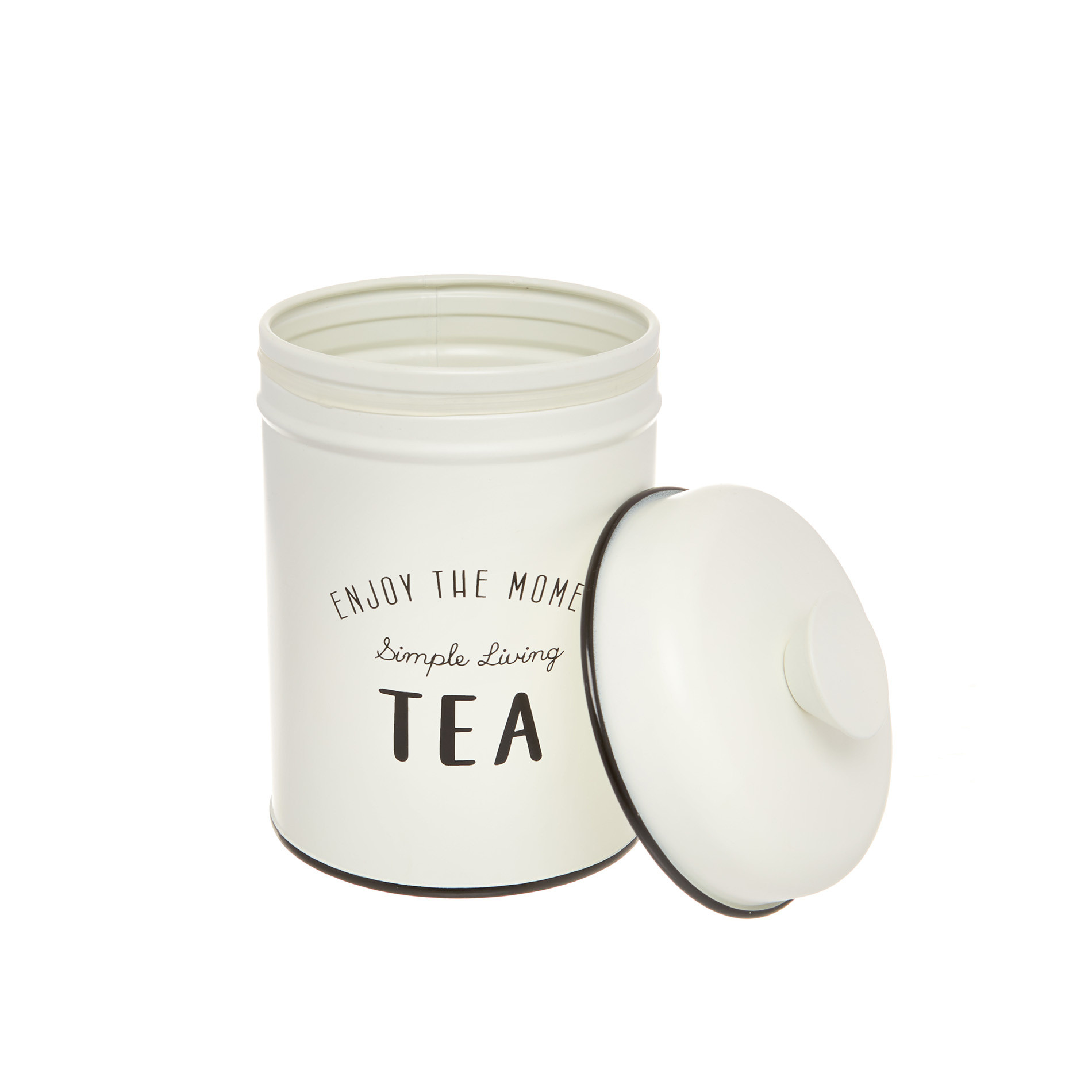 Enamelled iron Tea tin, White, large image number 0