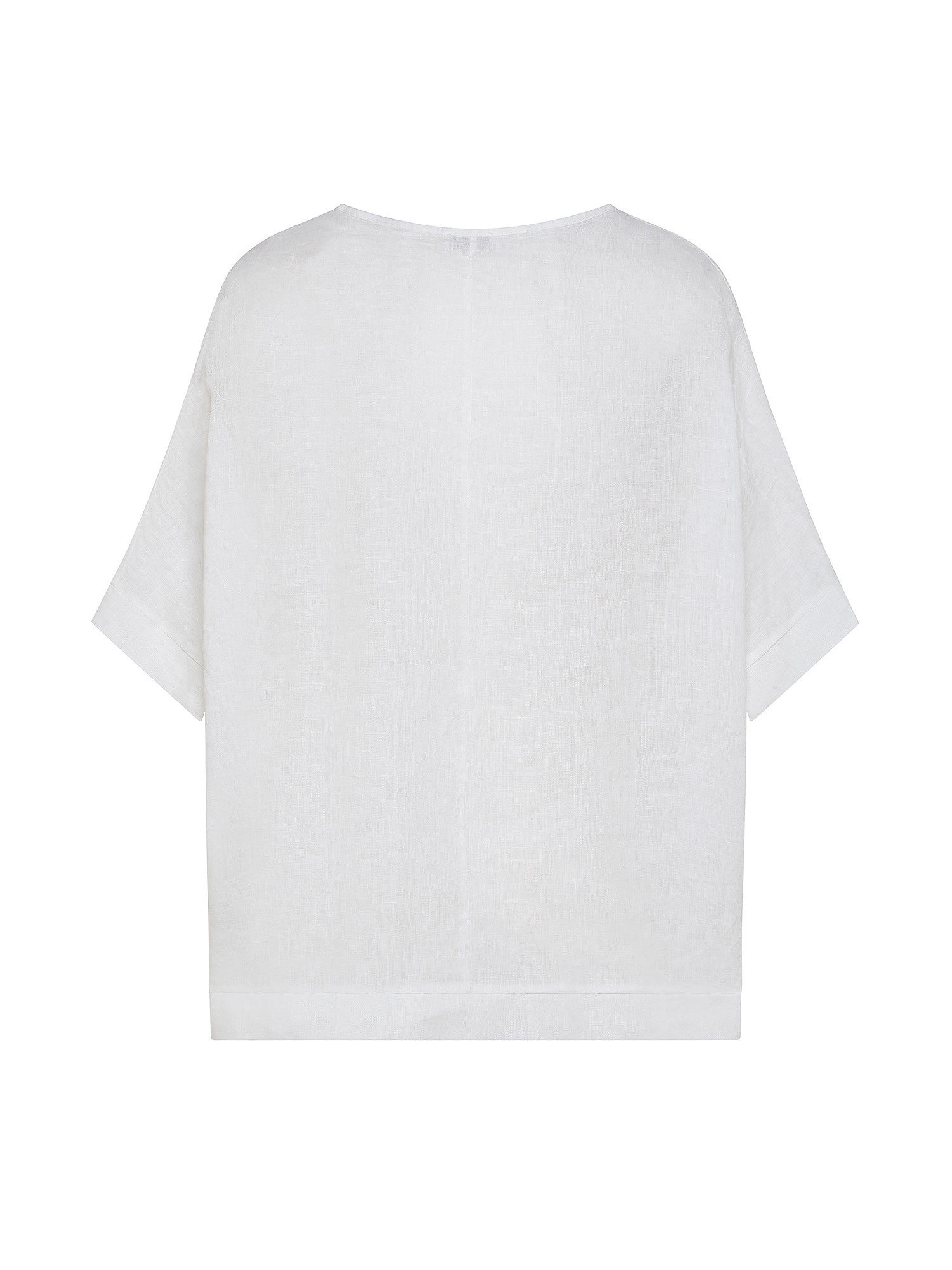 Blusa in puro lino tinta unita, Bianco, large image number 1
