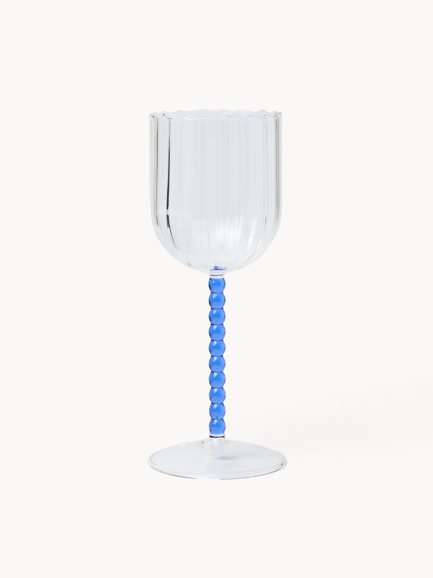 Calice in vetro stelo colorato, Blu, large image number 0