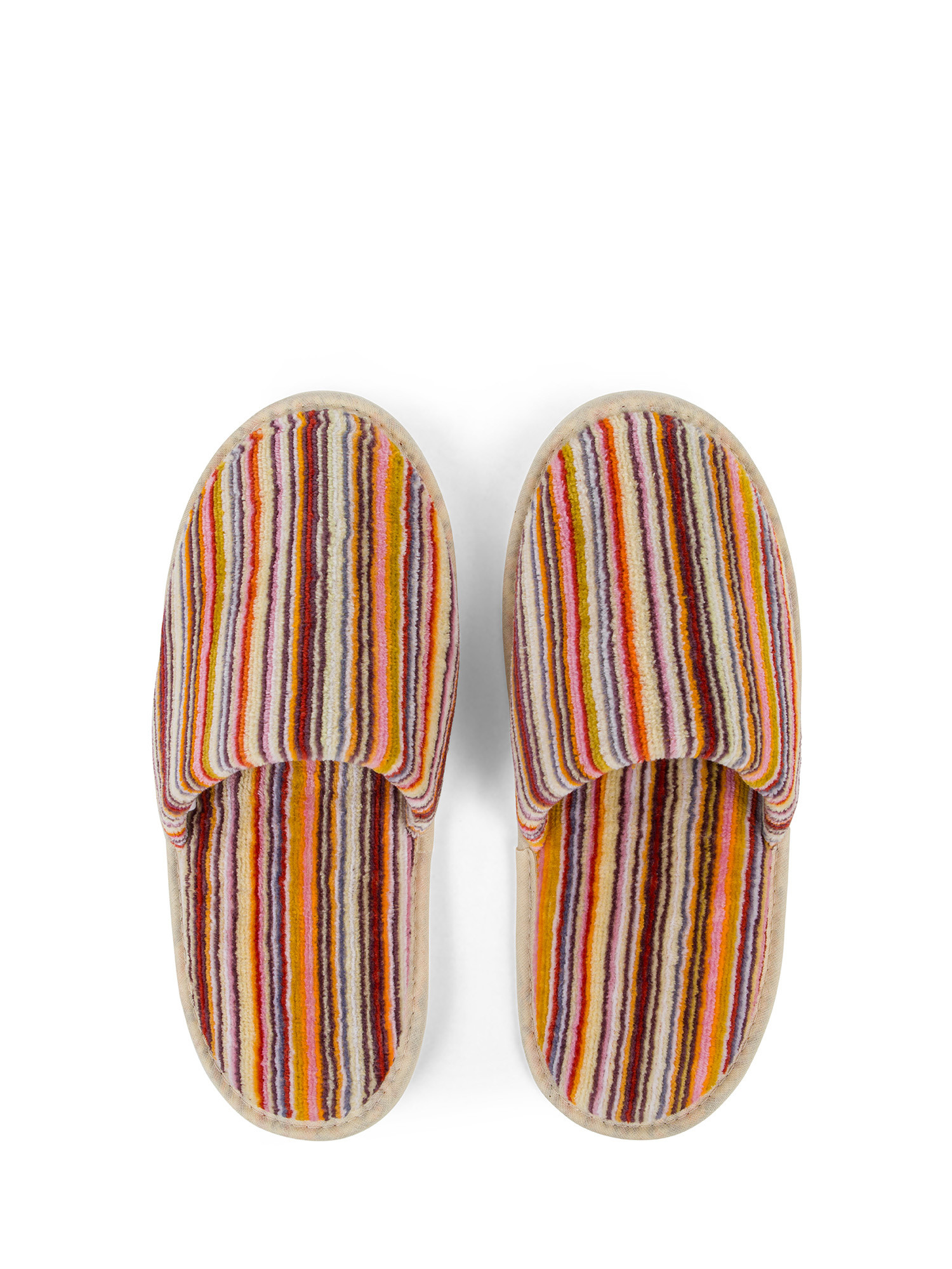 Velor cotton slipper with striped pattern, Multicolor, large image number 0
