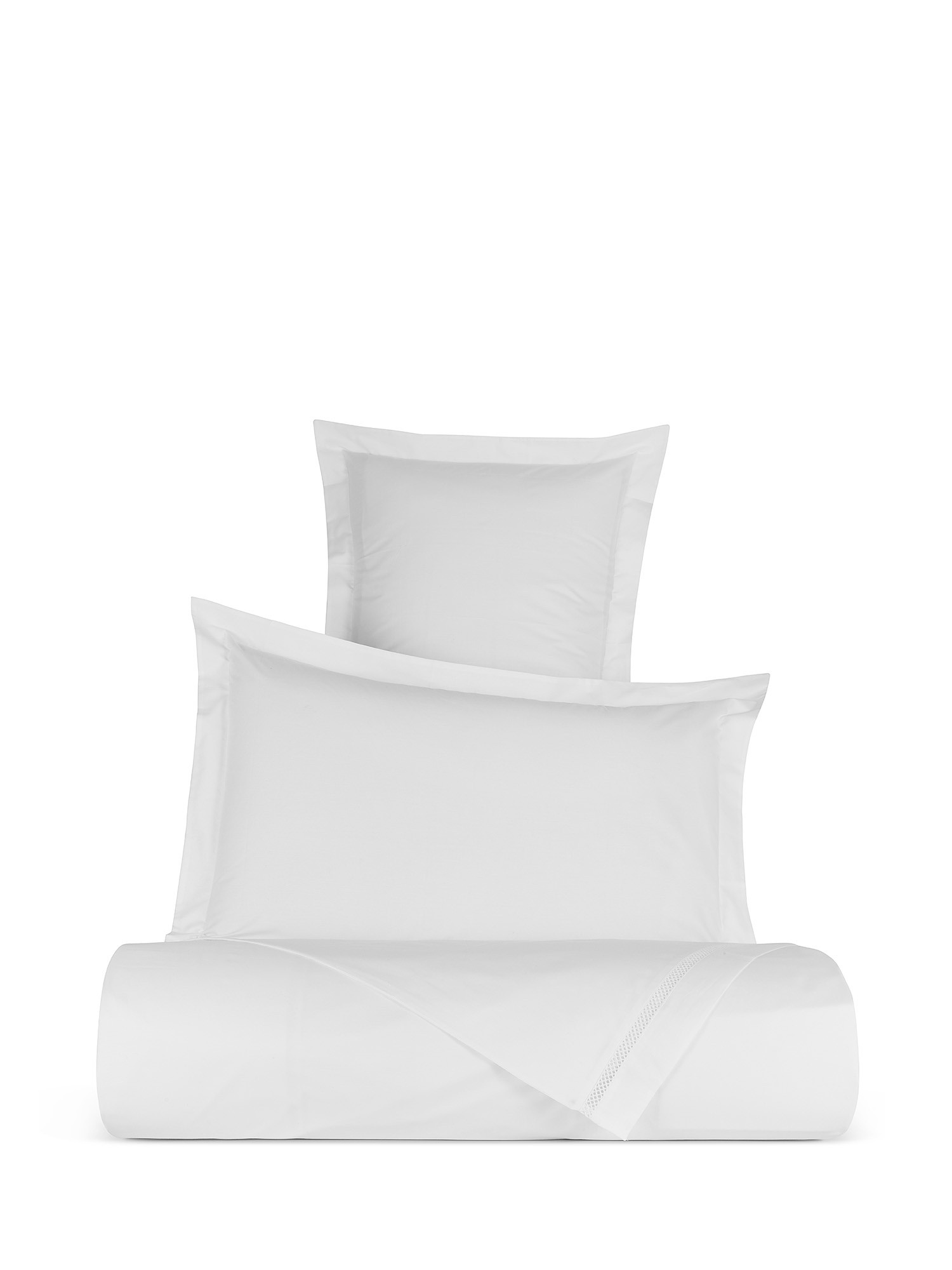 Portofino duvet cover in 100% cotton percale with drawn thread work, White, large image number 0