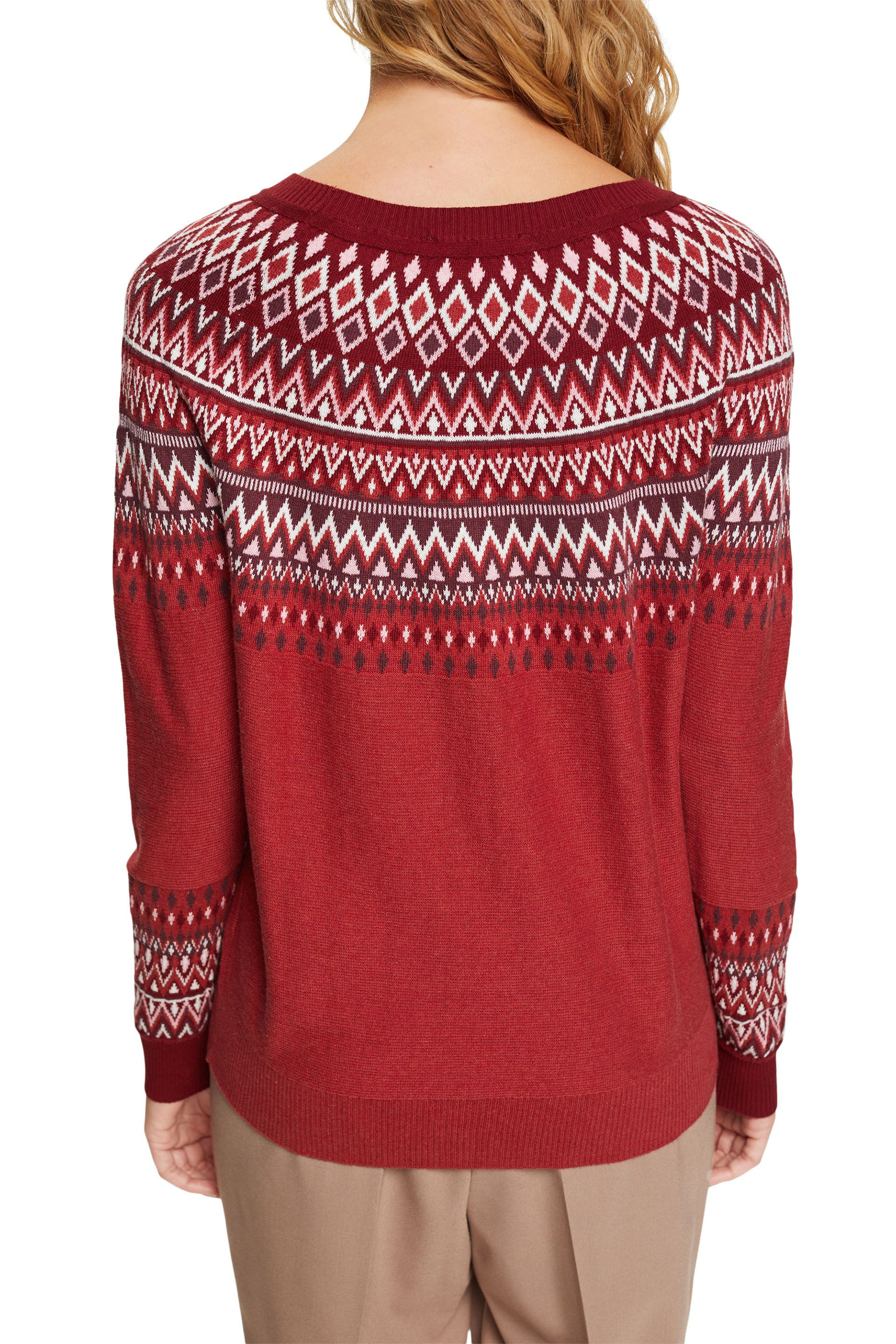 Jacquard crewneck sweater, Brick Red, large image number 2