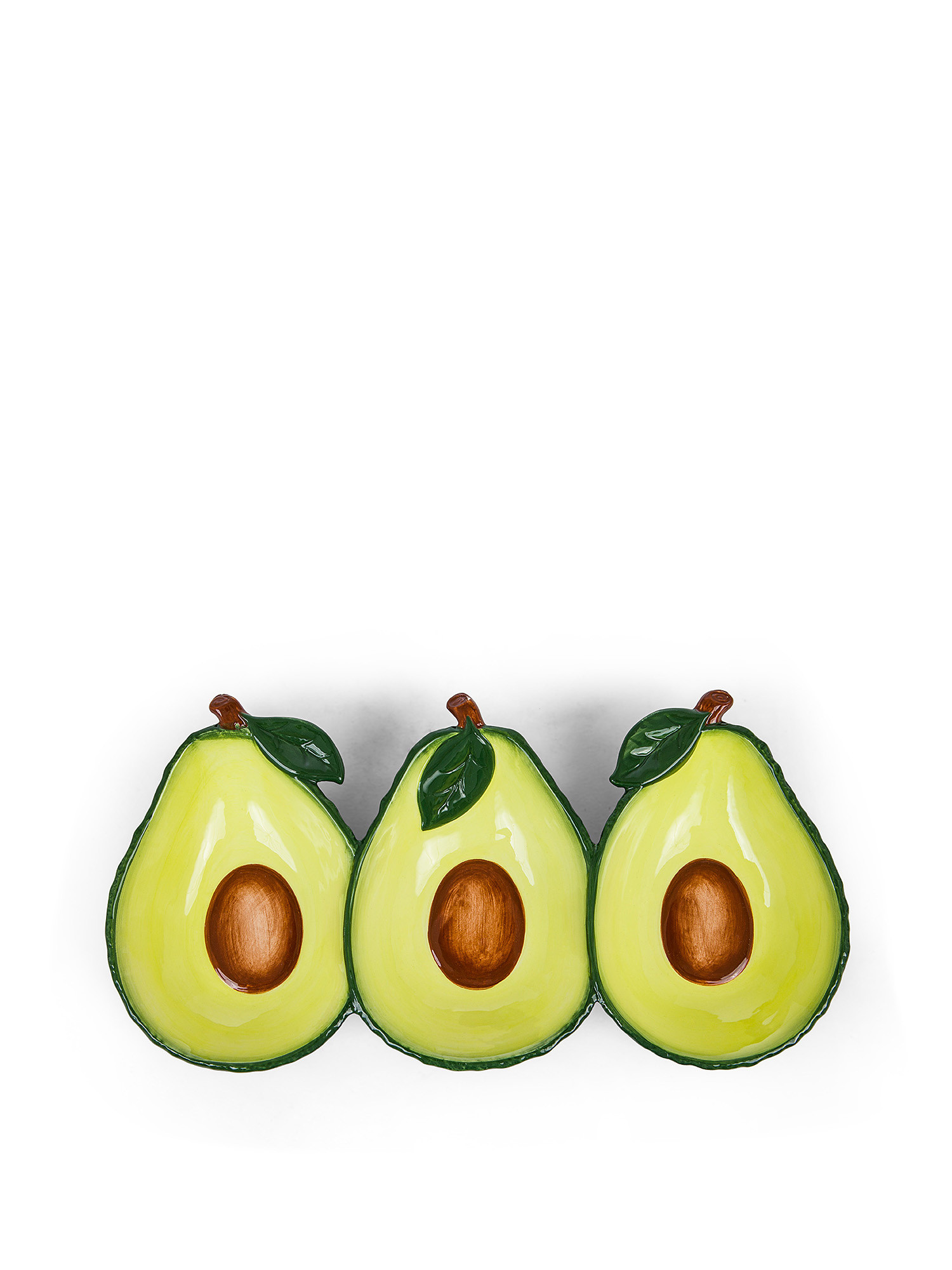 Avocado 3-place ceramic hors d'oeuvre dish, Green, large image number 1