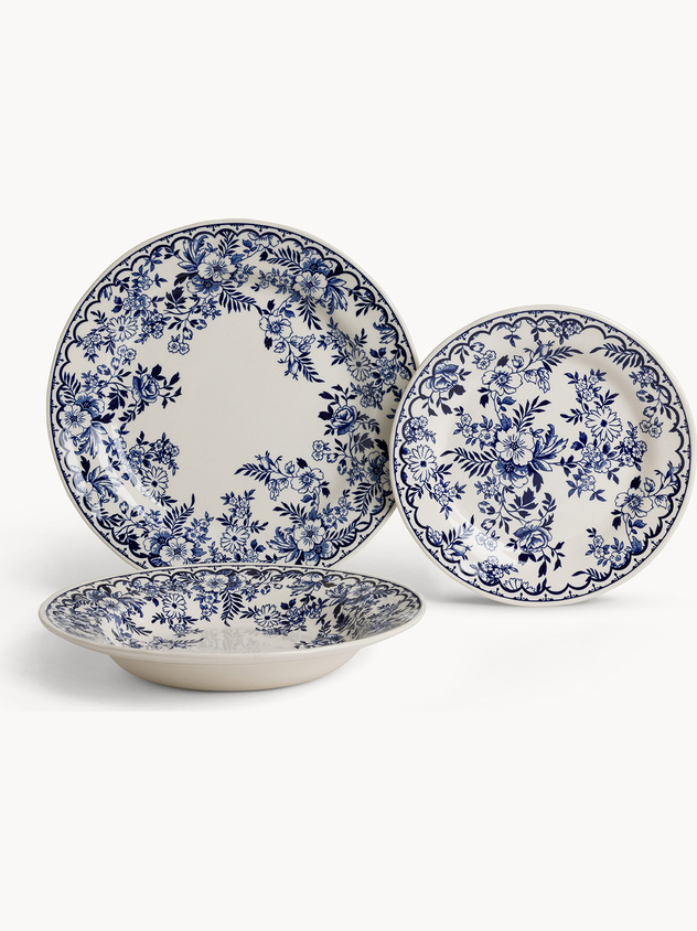 Set 18 piatti in ceramica Flower