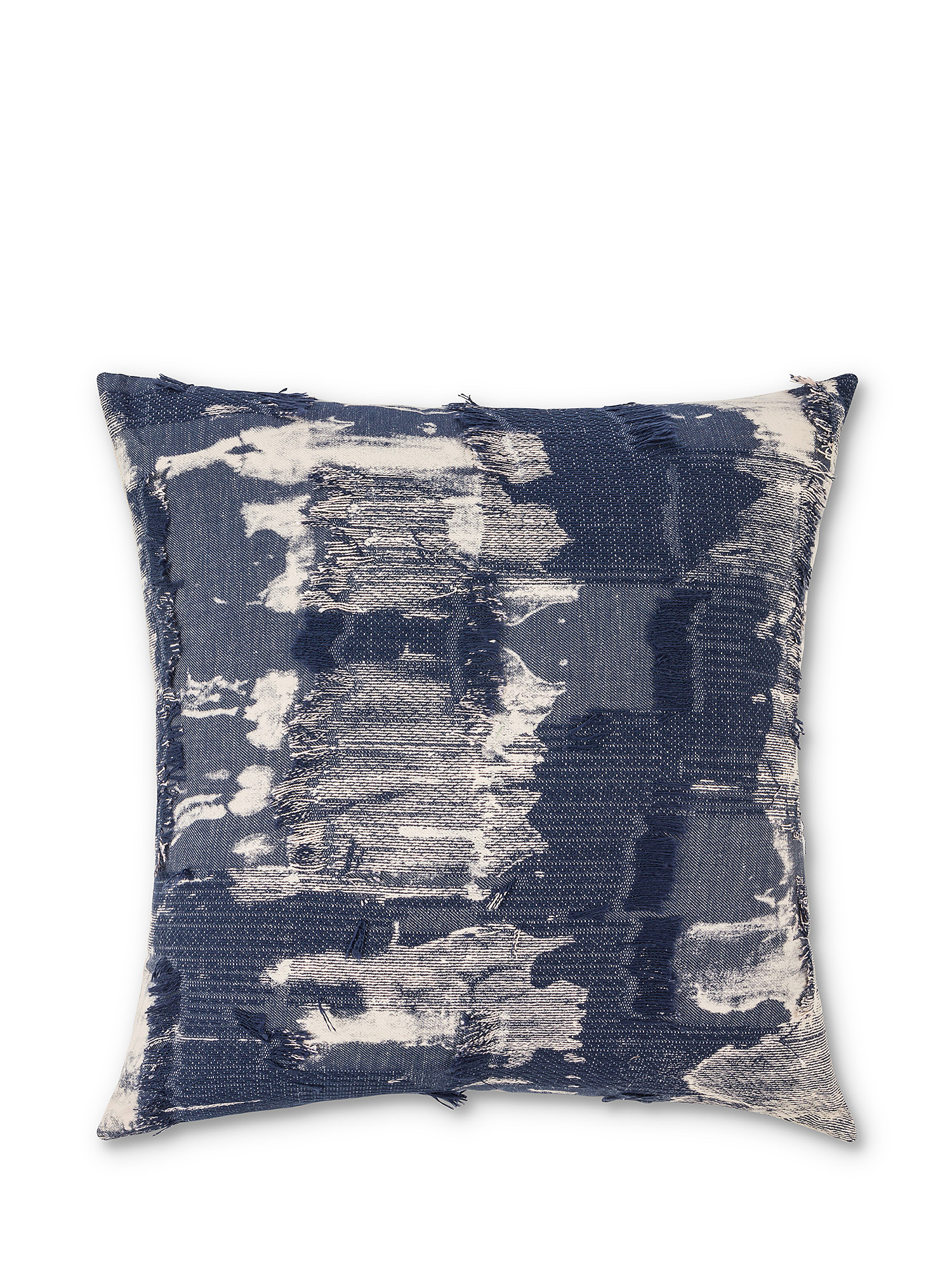 Cuscino tessuto jacquard effetto tie dye 45x45cm, Blu, large image number 0