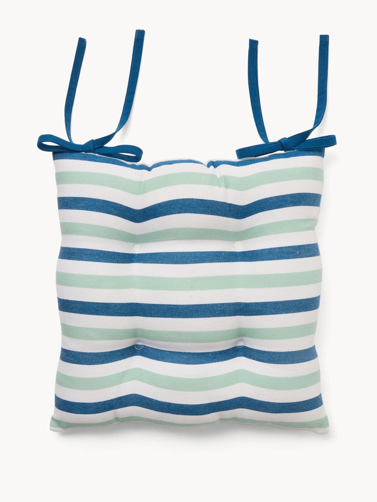 Striped Yarn-Dyed Cotton Chair Cushion - Introductory Price, Verde/Azzurro, large image number 0