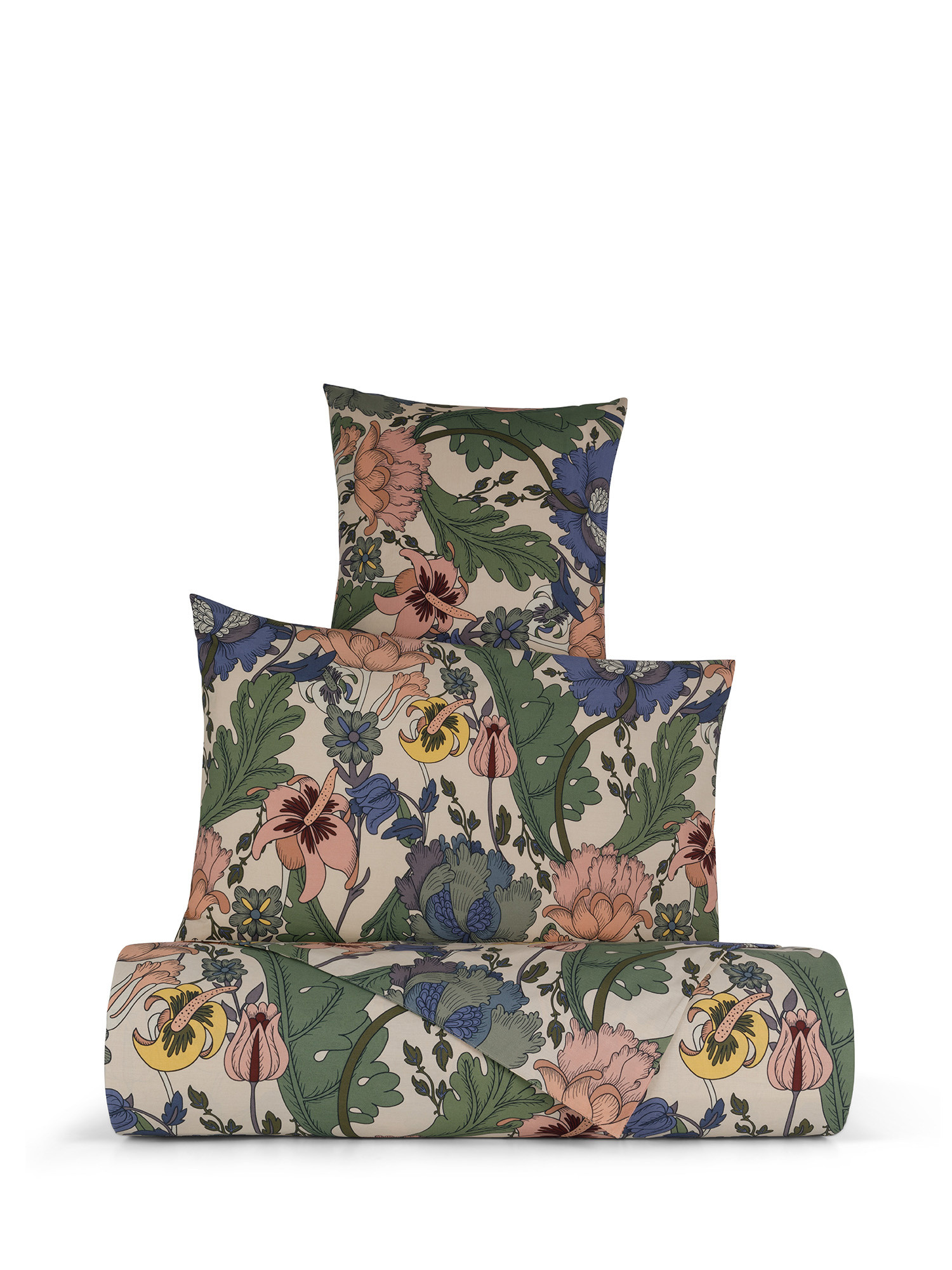 Floral patterned cotton percale sheet set, Multicolor, large image number 0