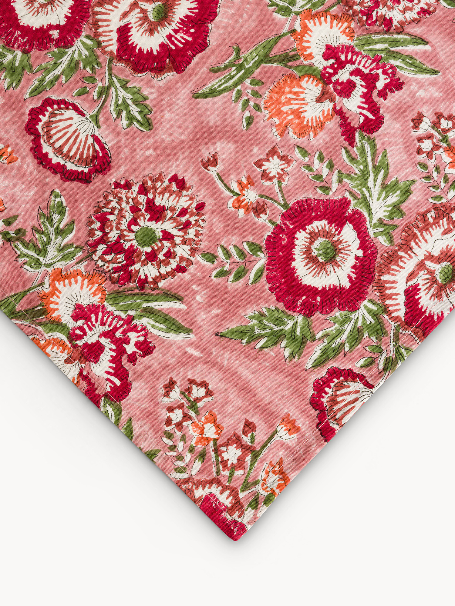 Centrotavola in puro cotone con stampa block print floreale, Multicolor, large image number 1
