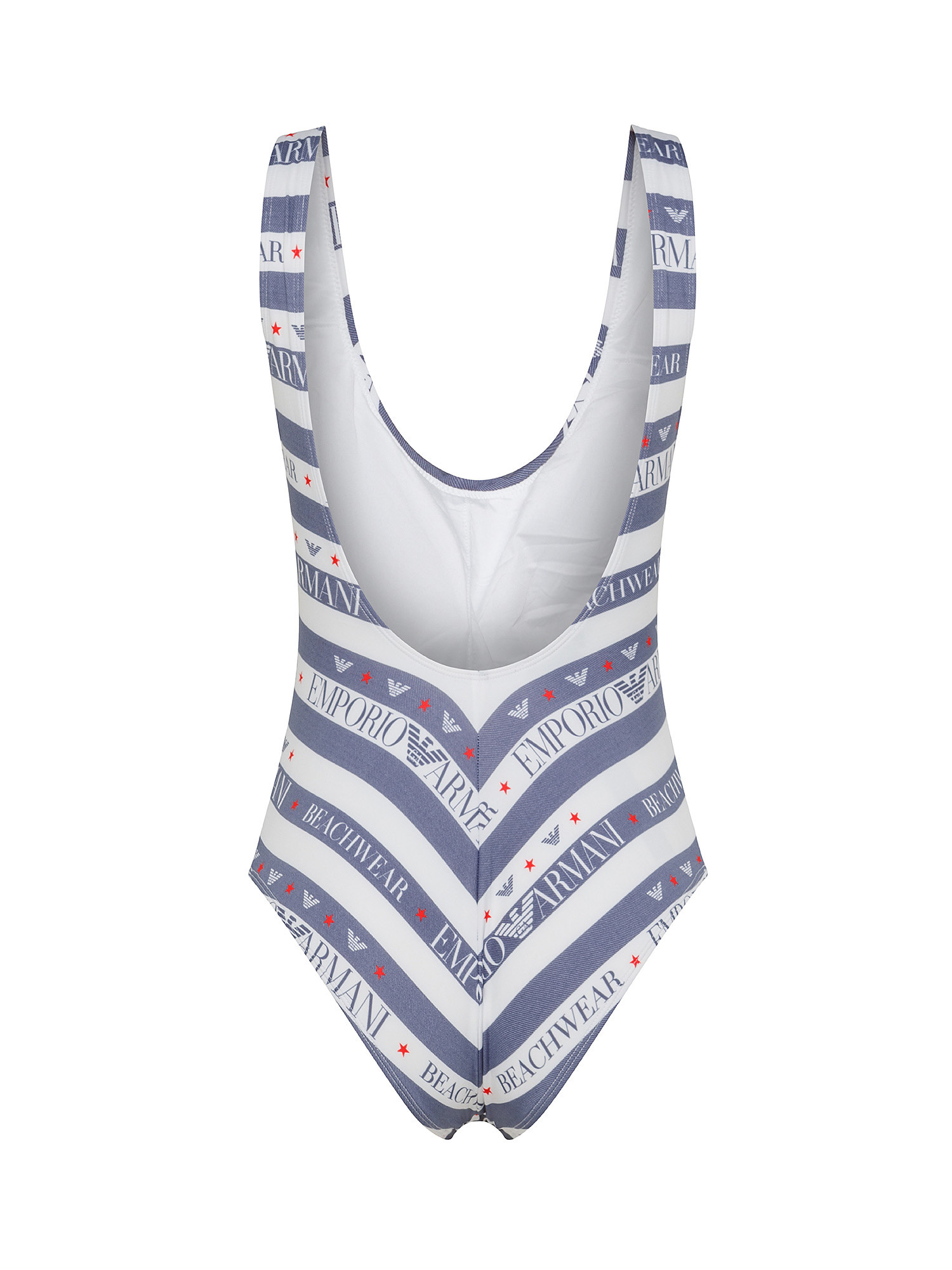 Striped swimsuit and logo, Blue, large image number 1