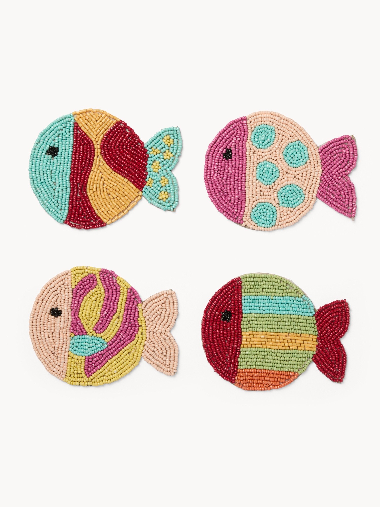 Set 4 sottobicchieri fatti a mano con perline in vetro, Multicolor, large image number 0