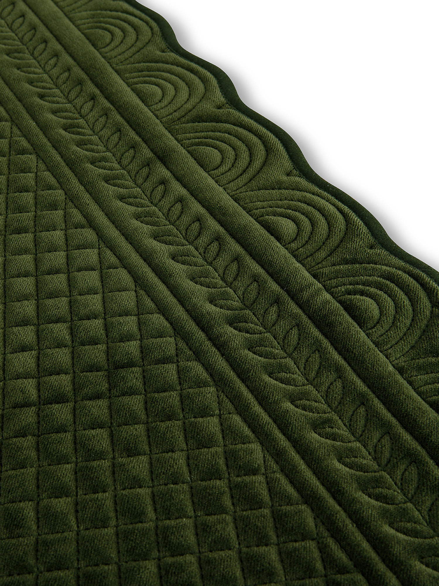 Runner in solid color velvet, Green, large image number 1