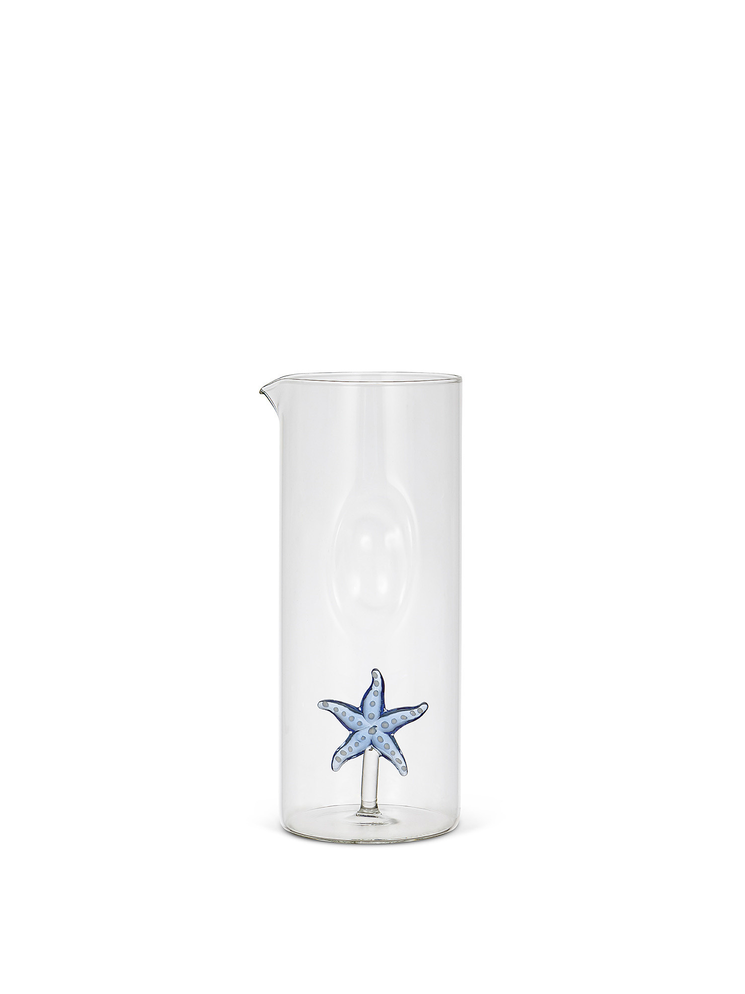 Glass carafe with starfish detail, Transparent, large image number 0