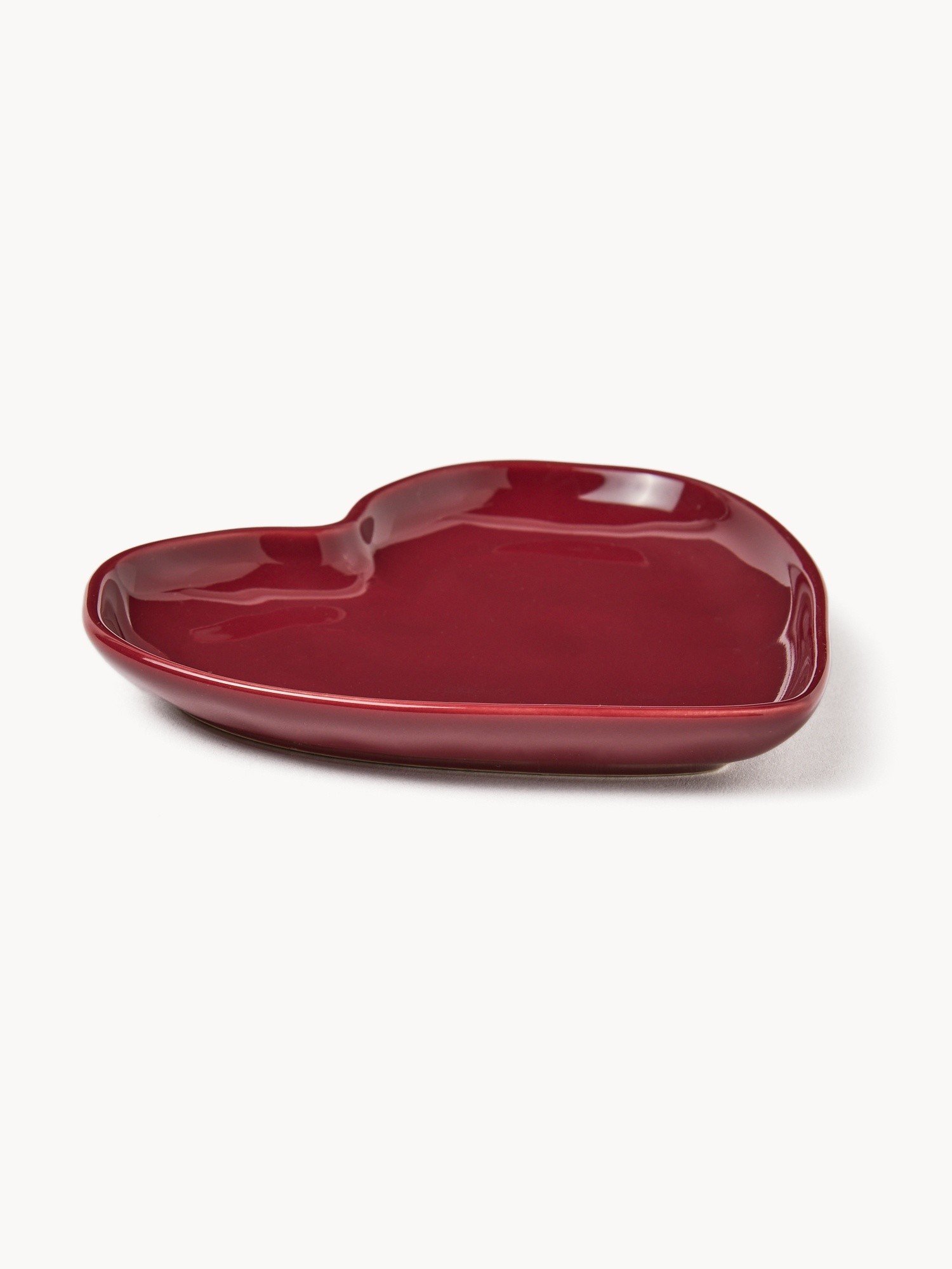 Heart-shaped ceramic small plate, Red Bordeaux, large image number 1