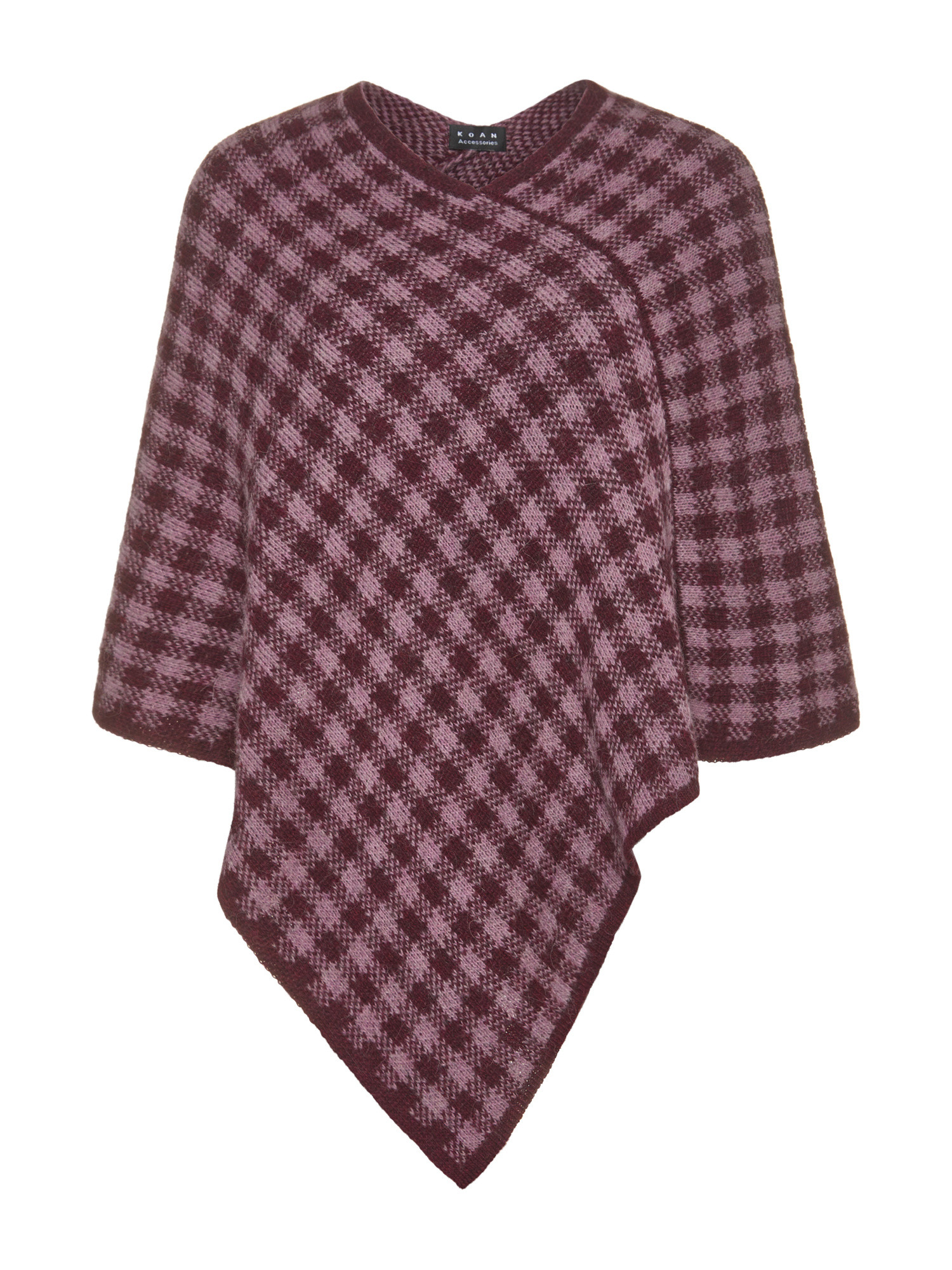 Koan - Checked jacquard knit poncho, Pink, large image number 0