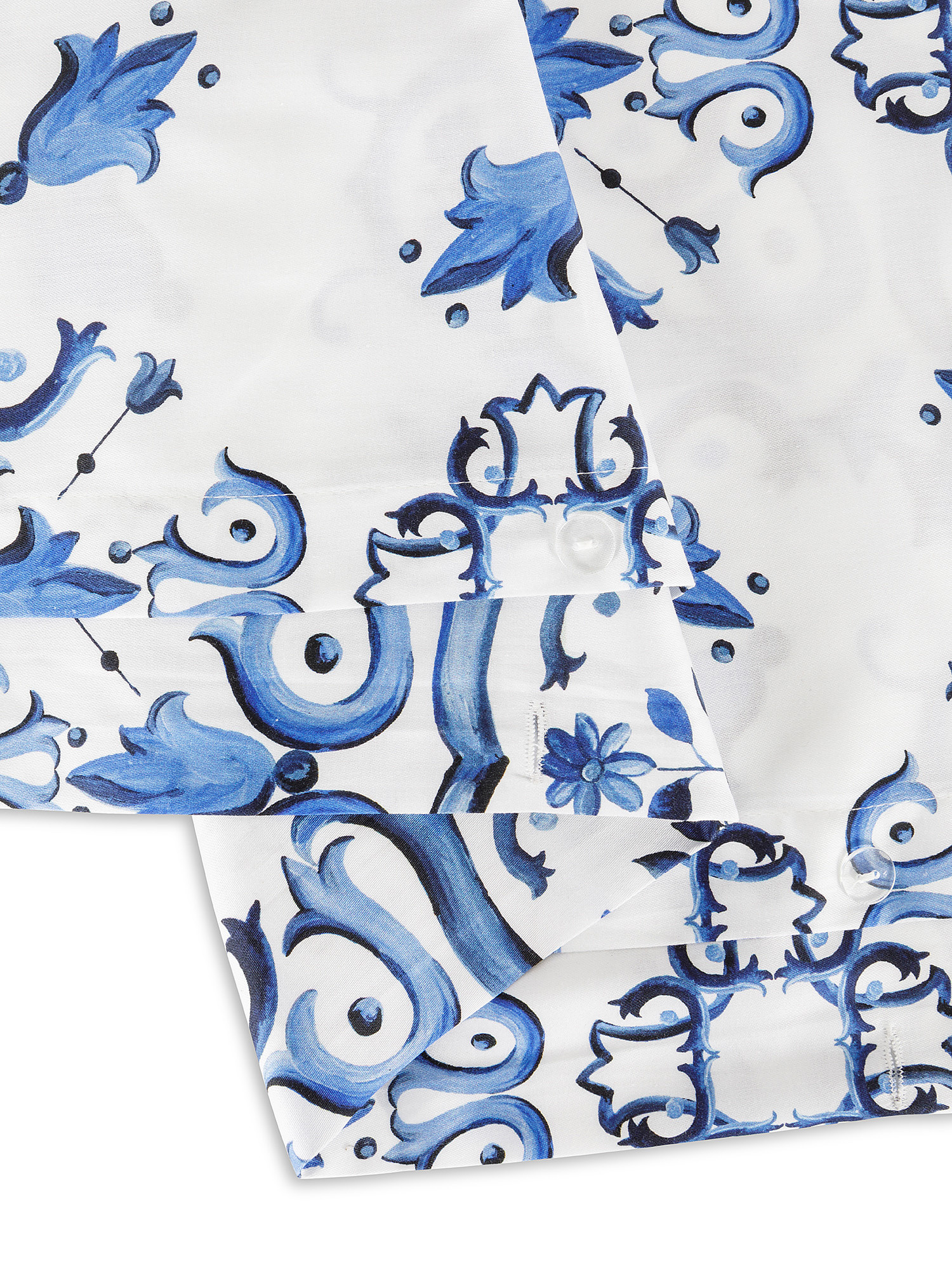 Parure lenzuolo raso di cotone fantasia ornamentale, Bianco, large image number 2